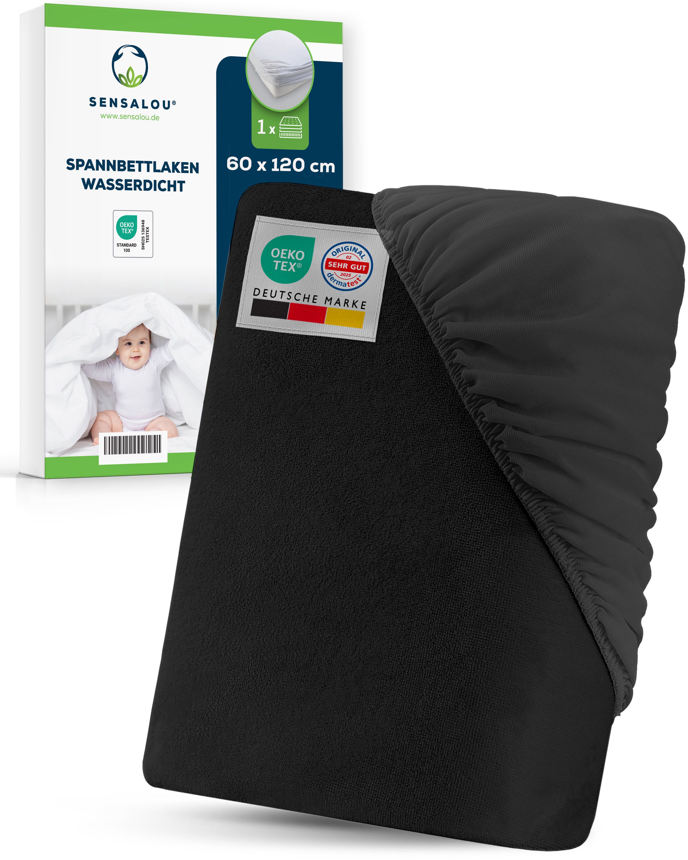Sensalou Spannbettlaken Sensalou Spannbettlaken wasserdicht - Farbig, Frottee, Polyurethan, (1 Stück), wasserdicht atmungsaktiv wasserfest