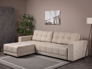 INOSIGN Ecksofa Langston Schlafsofa, Liegefläche 240 x 140, Struktur fein, inkl. loser Ruckenkissen, Recamiere beidseitig montierbar, Bettkasten