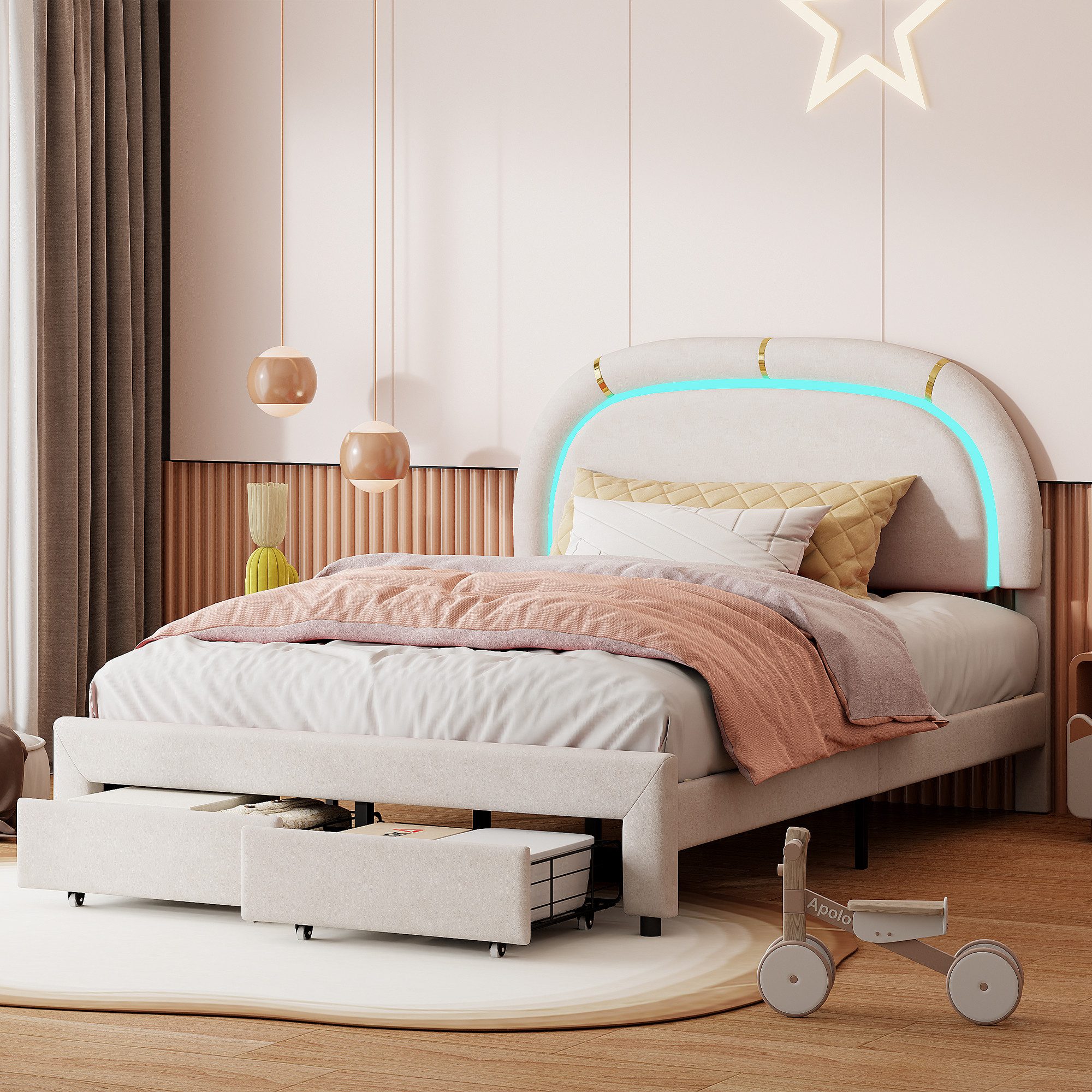 Gdood Polsterbett Stauraumbett Kinderbett LED (Geeignet günstig online kaufen