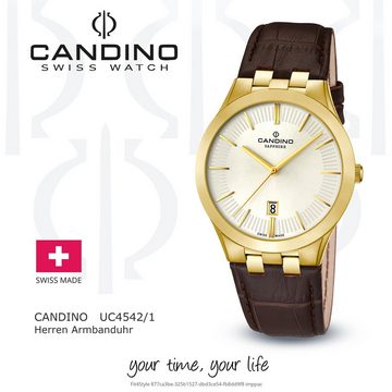 Candino Quarzuhr Candino Herren Quarzuhr Analog C4542/1, Herren Armbanduhr rund, Lederarmband braun, Luxus