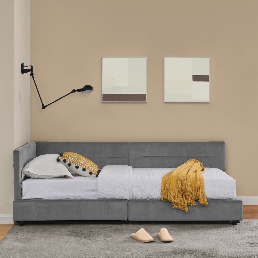 REDOM Polsterbett mit hoher Rückenlehne (Kinderbett mit Lattenrost, 1-tlg., günstig online kaufen