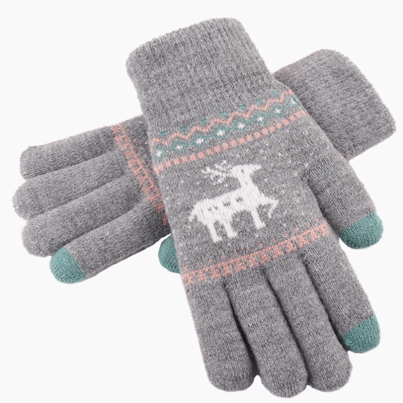 und Reisen Gestrickte warme Winter Union Herbst für Strickhandschuhe grau Handschuhe