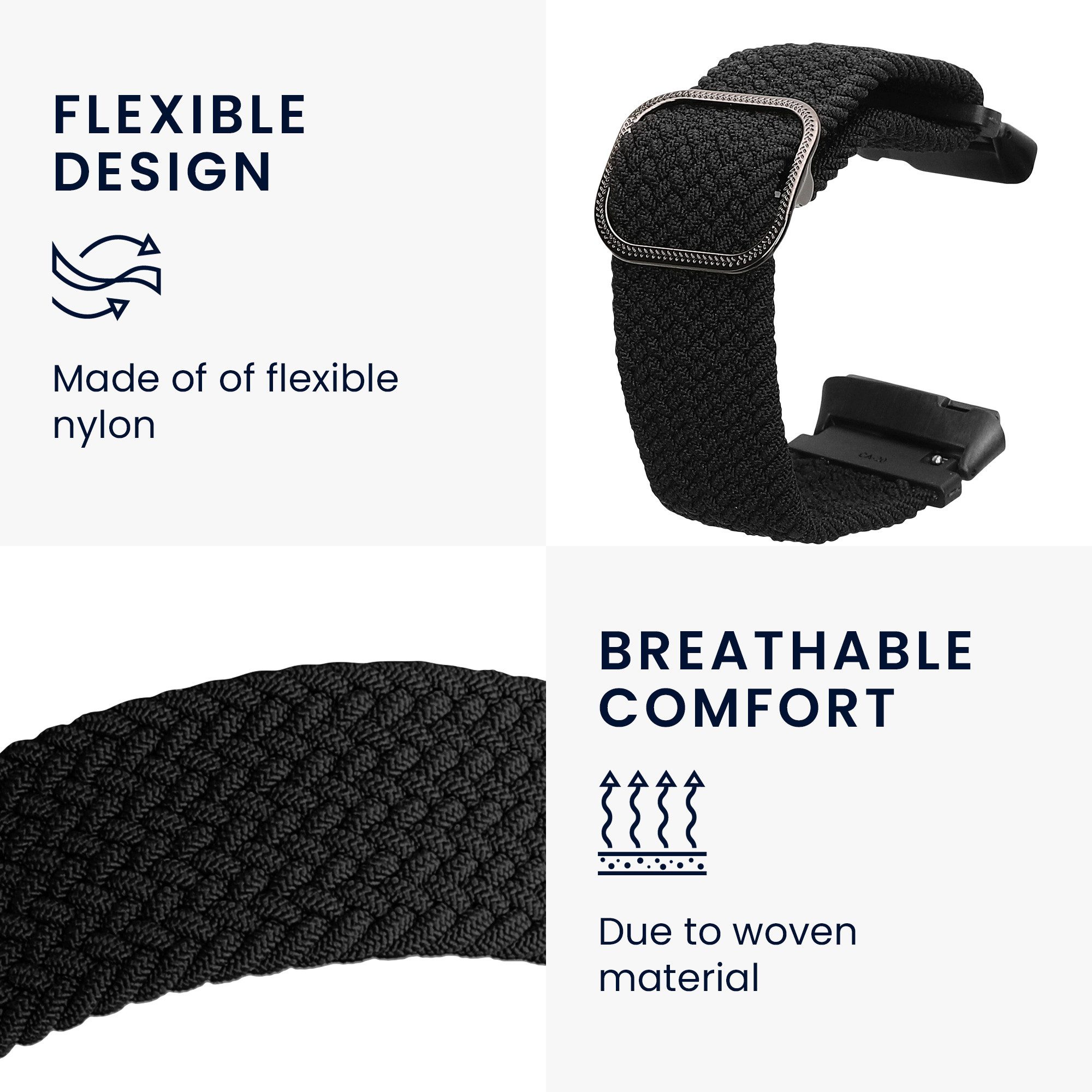 kwmobile Armband für Xiaomi Redmi Watch 3 Active Smartwatch, 1-tlg., Nylon Fitnesstracker Sportarmband Band - Innenmaße von 14 - 22 cm