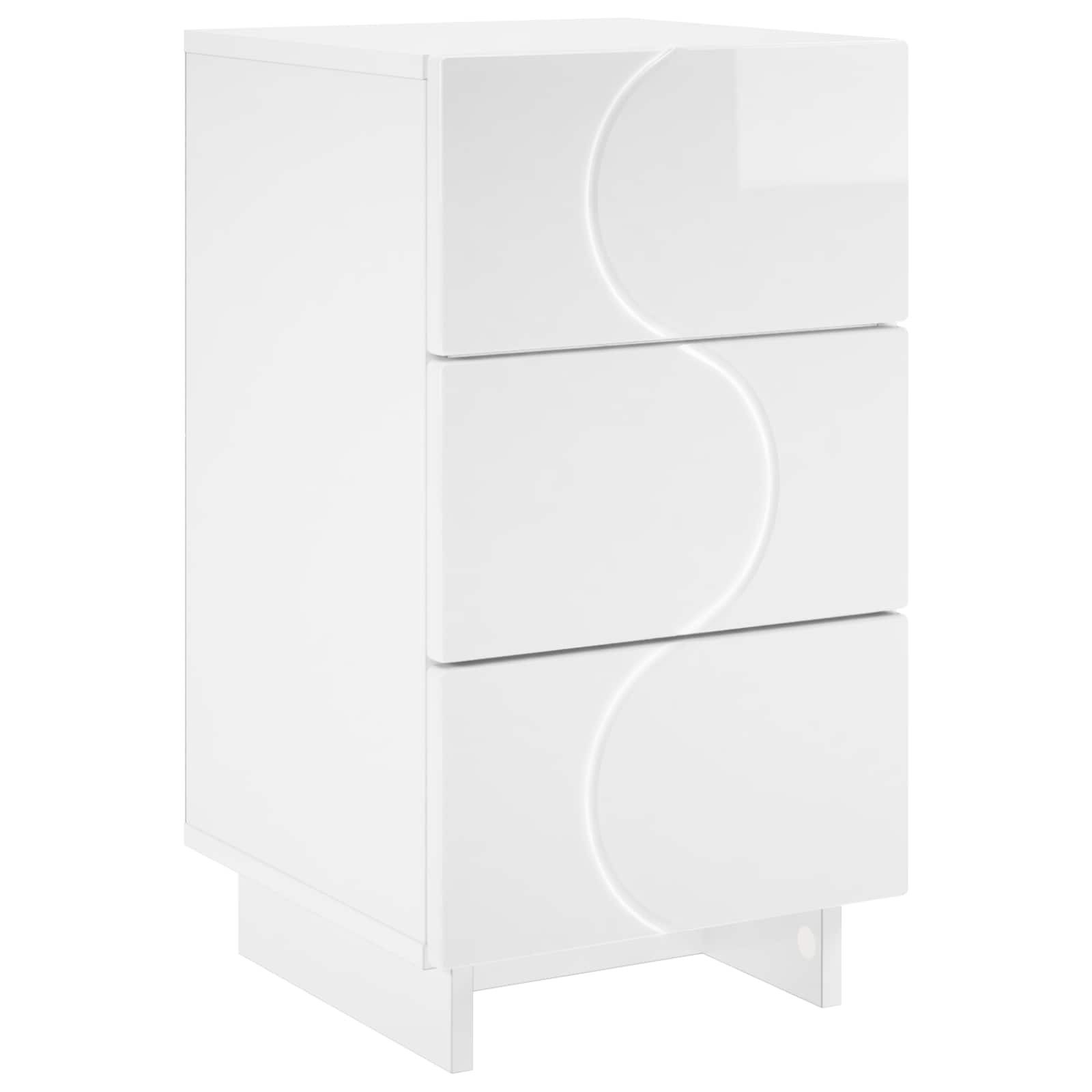 vidaXL Nachttisch 335 x 345 x 60 cm Nachttisch Nachtschrank Nachtkommode Hochglanz Weiß
