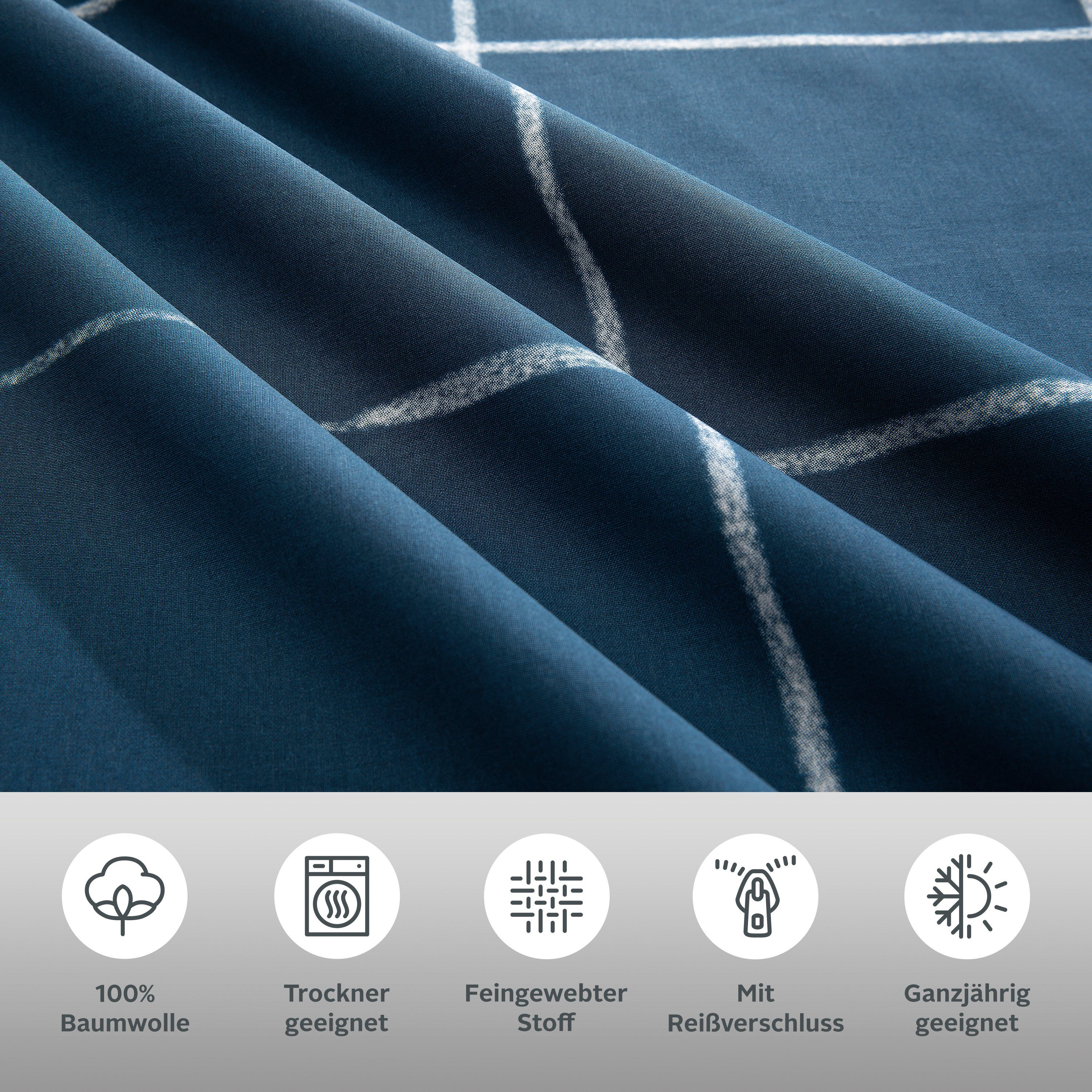 OTTO home Bettwäsche Nature, Renforcé, 2 teilig, Bettwäsche in unregelmäßigem Karo-Muster