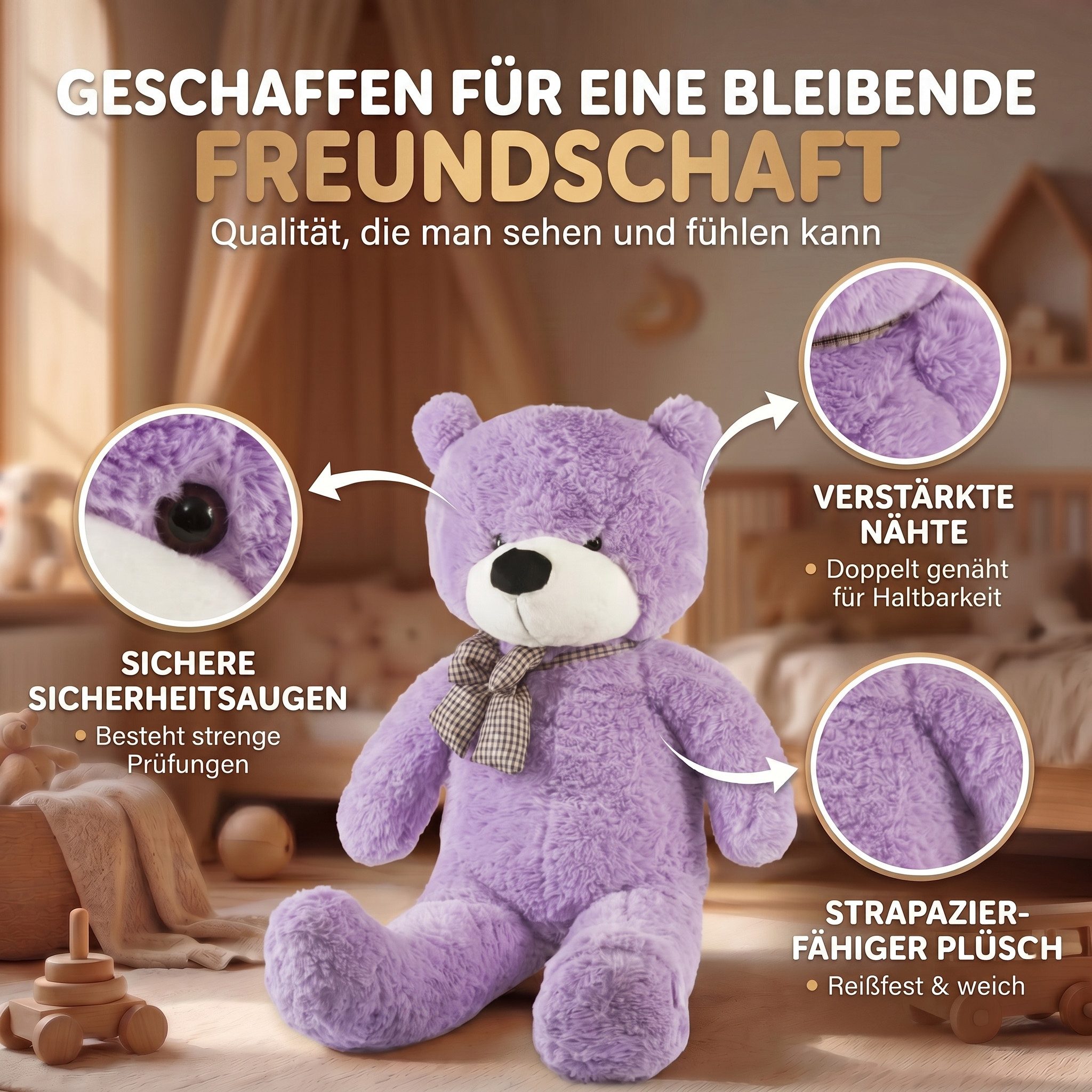 Feluna Kuscheltier FELUNA XXL Riesen Kuschelbär Plüsch 120 cm – Weicher Plüsch Bär Kinder (Kuscheltier)