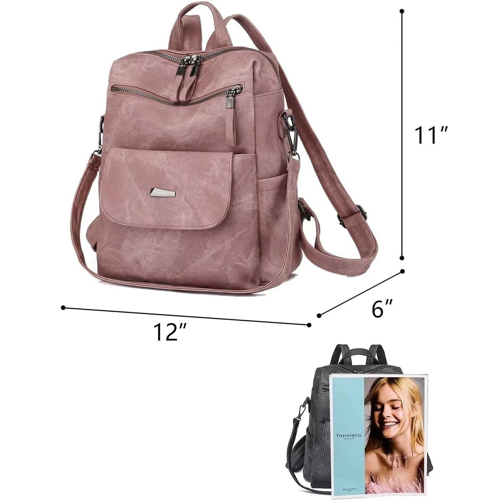 WISHDOR Reiserucksack Schule Teenager Laptoprucksack Jungen Reisen Notebook Vintage, Schulrucksack Dunkelpink Freizeit Rucksack Laptop Schultertasche, Business CM, Rucksack), (30x28x15 Arbeit Herren Kunstleder Rucksack für Tasche, Damen