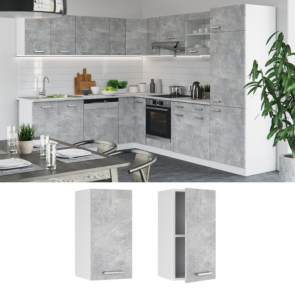 Vicco Hängeschrank R-Line, Beton/Weiß, 30 cm (1-St)
