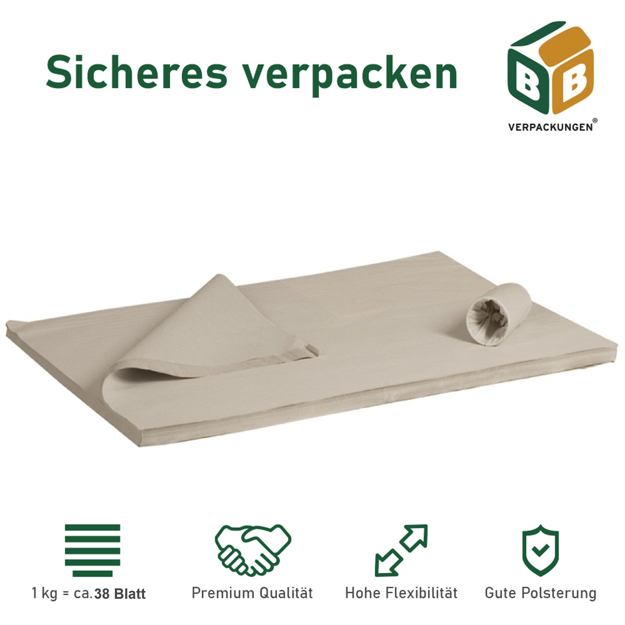 Thumbnail - BB-Verpackungen Seidenpapier Packseide BIG, Grau, 75 cm x 100 cm