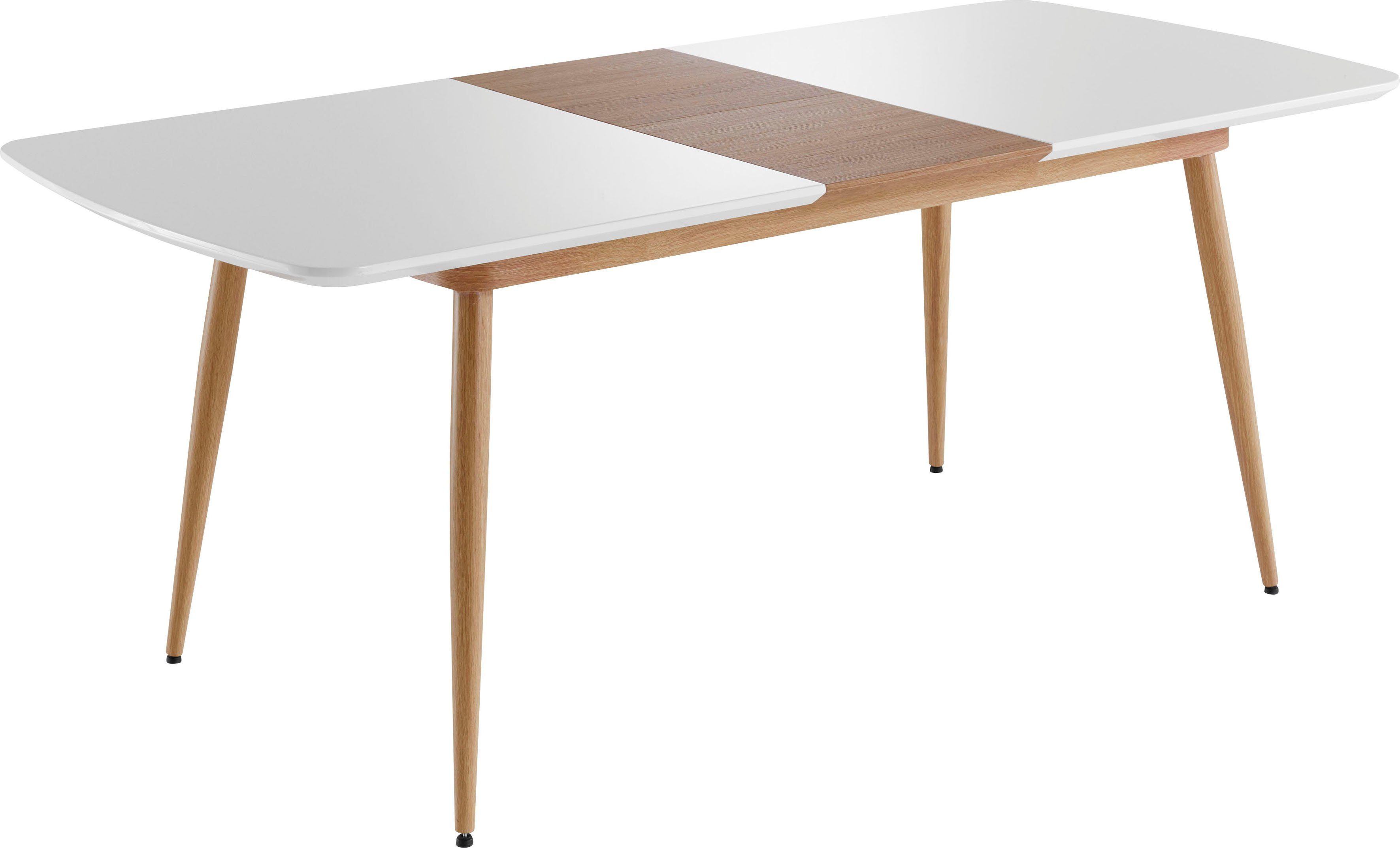 Esstisch bis Bozen Weiß Lack, Tischplatte cm, 160 200 ausziehbar INTER-FURN (1-St), Metallgestell