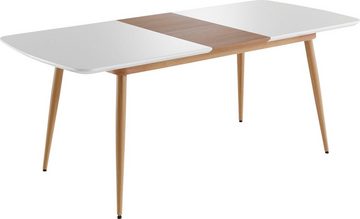 INTER-FURN Esstisch Bozen (1-St), ausziehbar 160 bis 200 cm, Tischplatte Weiß Lack, Metallgestell