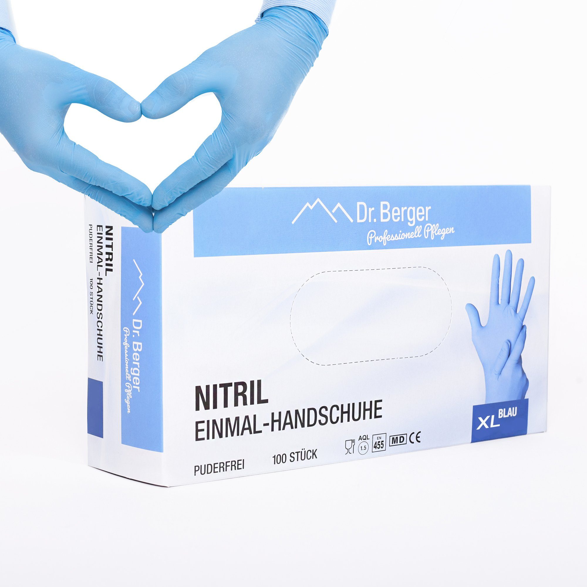 Dr. Berger Nitril-Handschuhe Nitril Einmalhandschuhe latex- und puderfrei Blau Gr. S-XL