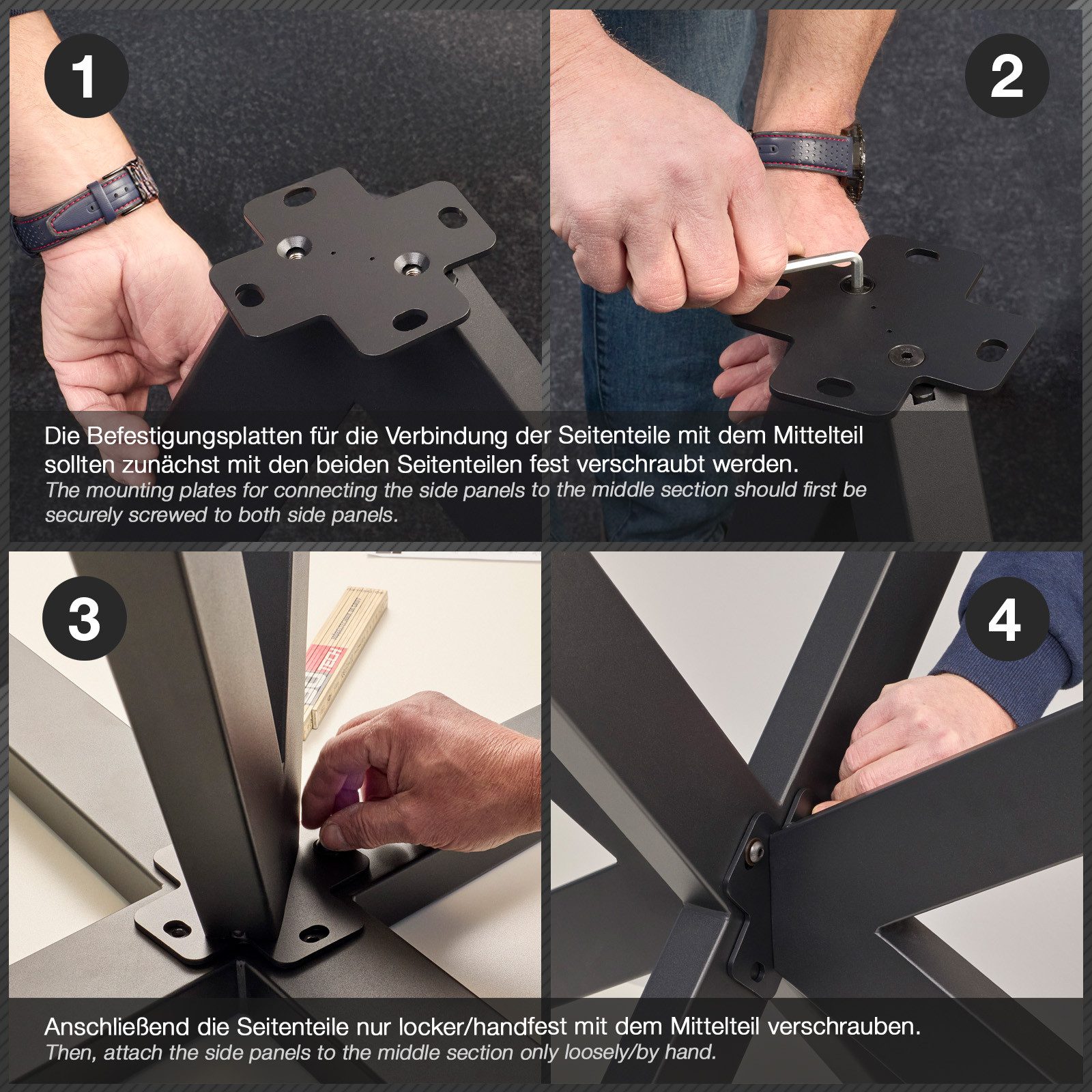 SO-TECH® Tischgestell SPIDER Schwerlast belastbar bis 250 kg, einfache Montage (1-St), Tischbein für Esstisch, Edelstahl SS201, 85 x 85 x 71 cm
