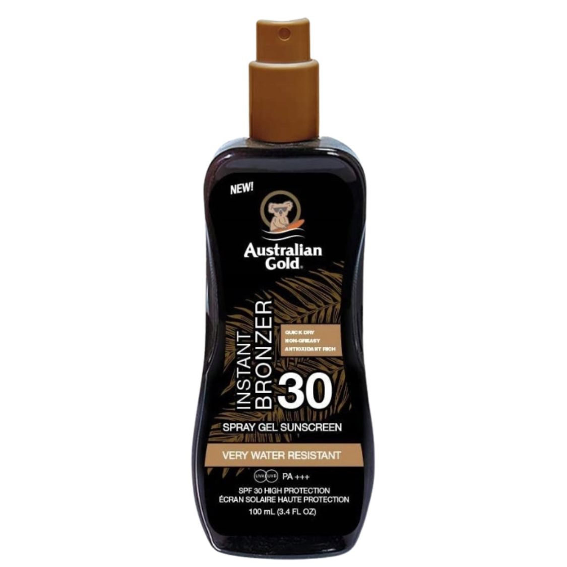 Australian Gold Sonnenschutzspray Australian Gold Spraygel mit Bronzer SPF30 100 ml, 1-tlg., Mit Bronzer für einen sofortigen Bräunungseffekt