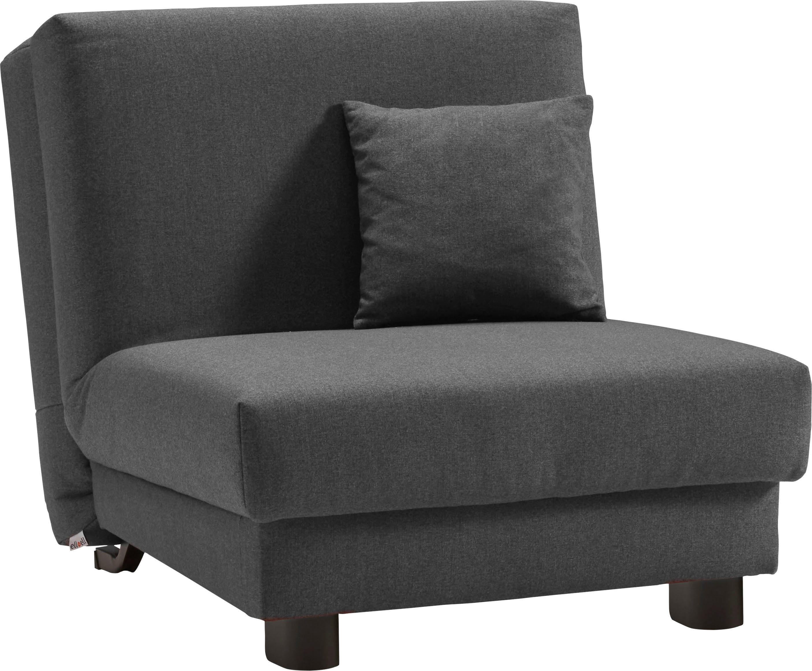 schwarz, Füße 40 Schlafsofa cm, Liegehöhe ell ell grau 80 cm, Breite + Rückenlehne Enny, Liegefläche