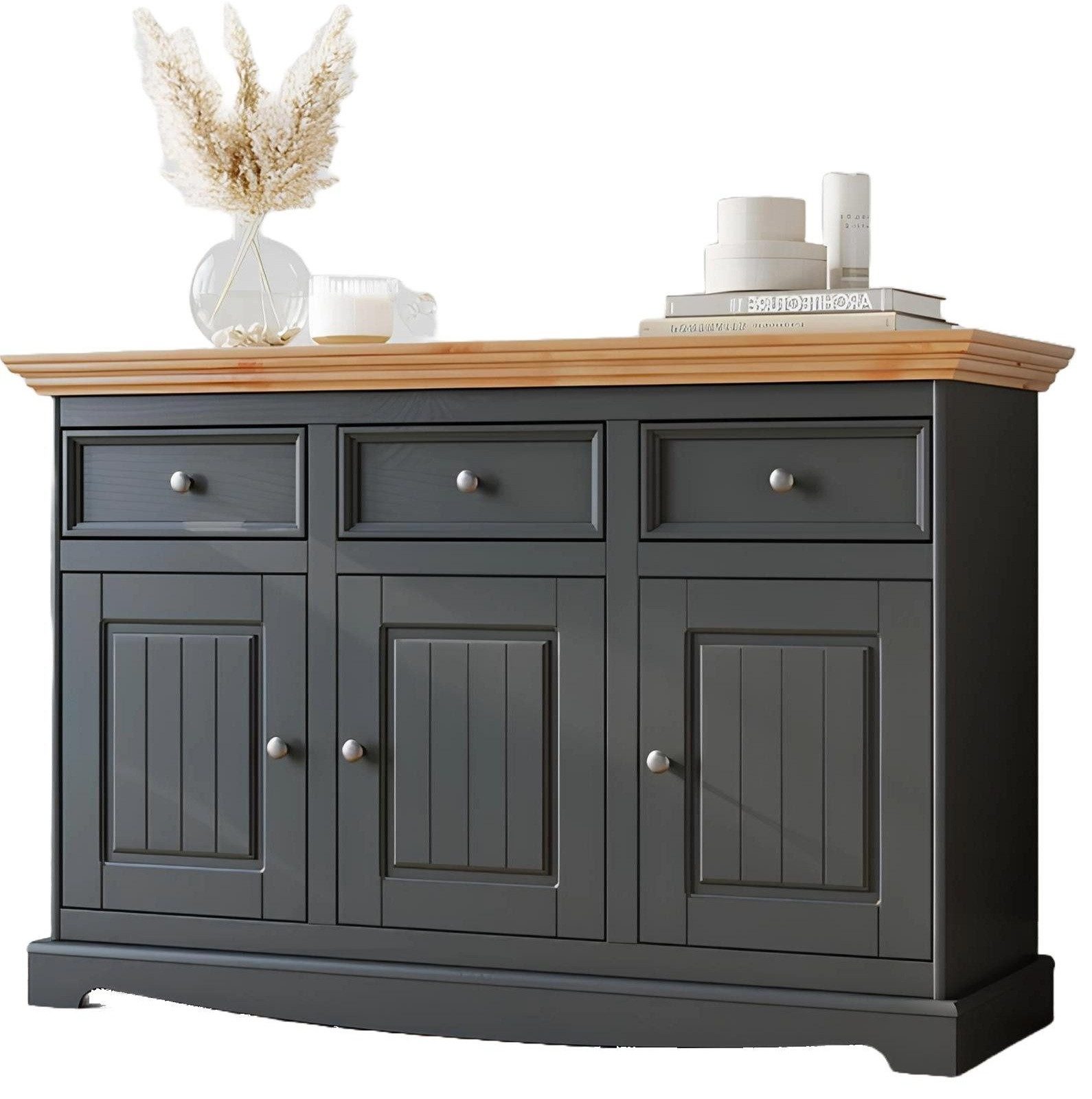 Xlmoebel Kombikommode Klassische Holzkommode mit Vitrinenelementen in zeitlosem Design (Kombikommode), Hergestellt in Europa