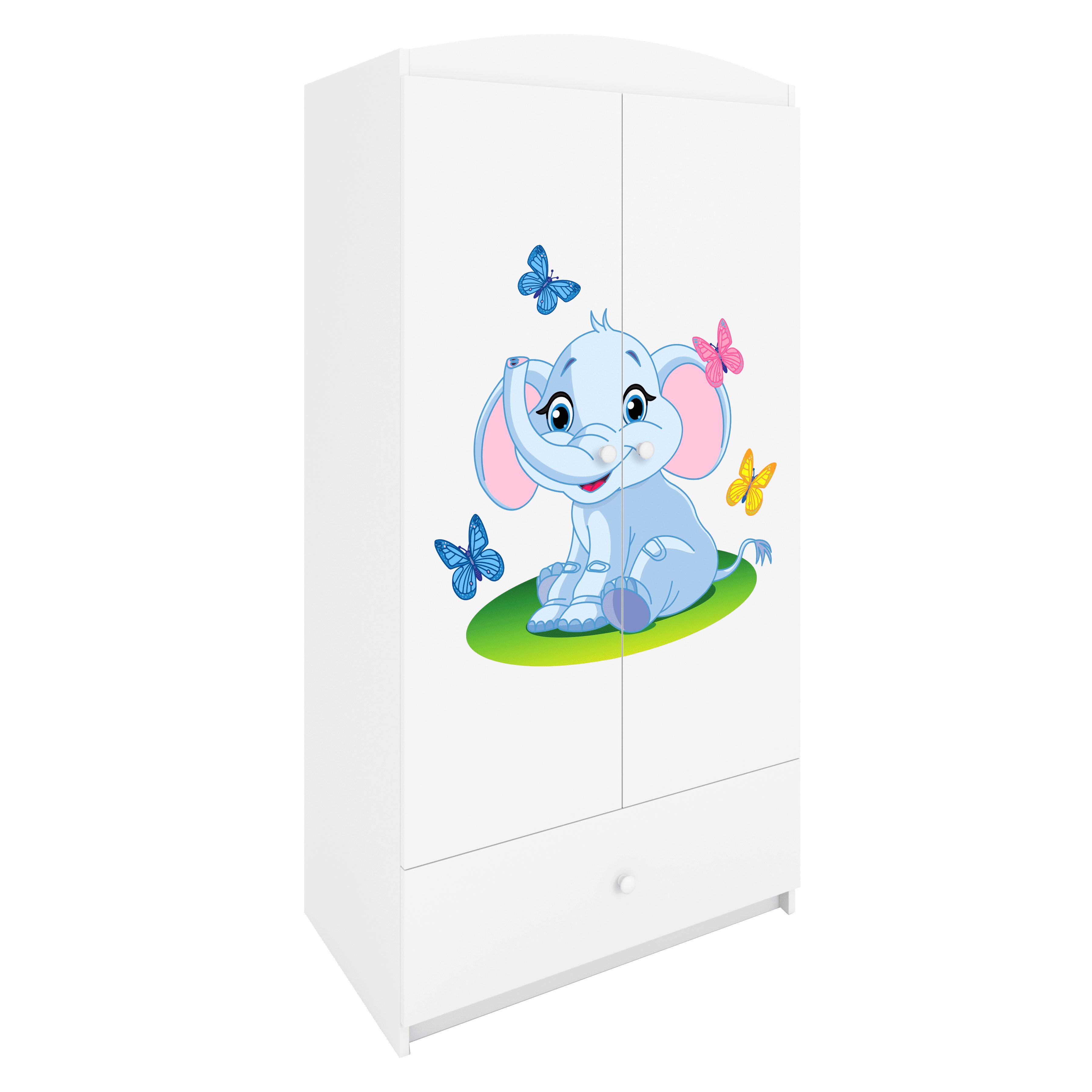 Raumhirsch Furniture Kinderkleiderschrank mit Tiermotiven - Kleiderschrank für Kinder (Kinderzimmerschrank für Jungen & Mädchen, Mit Ablagefächern & Kleiderstange) neutrale Motive, langlebig, verschiedene Farben & Designs