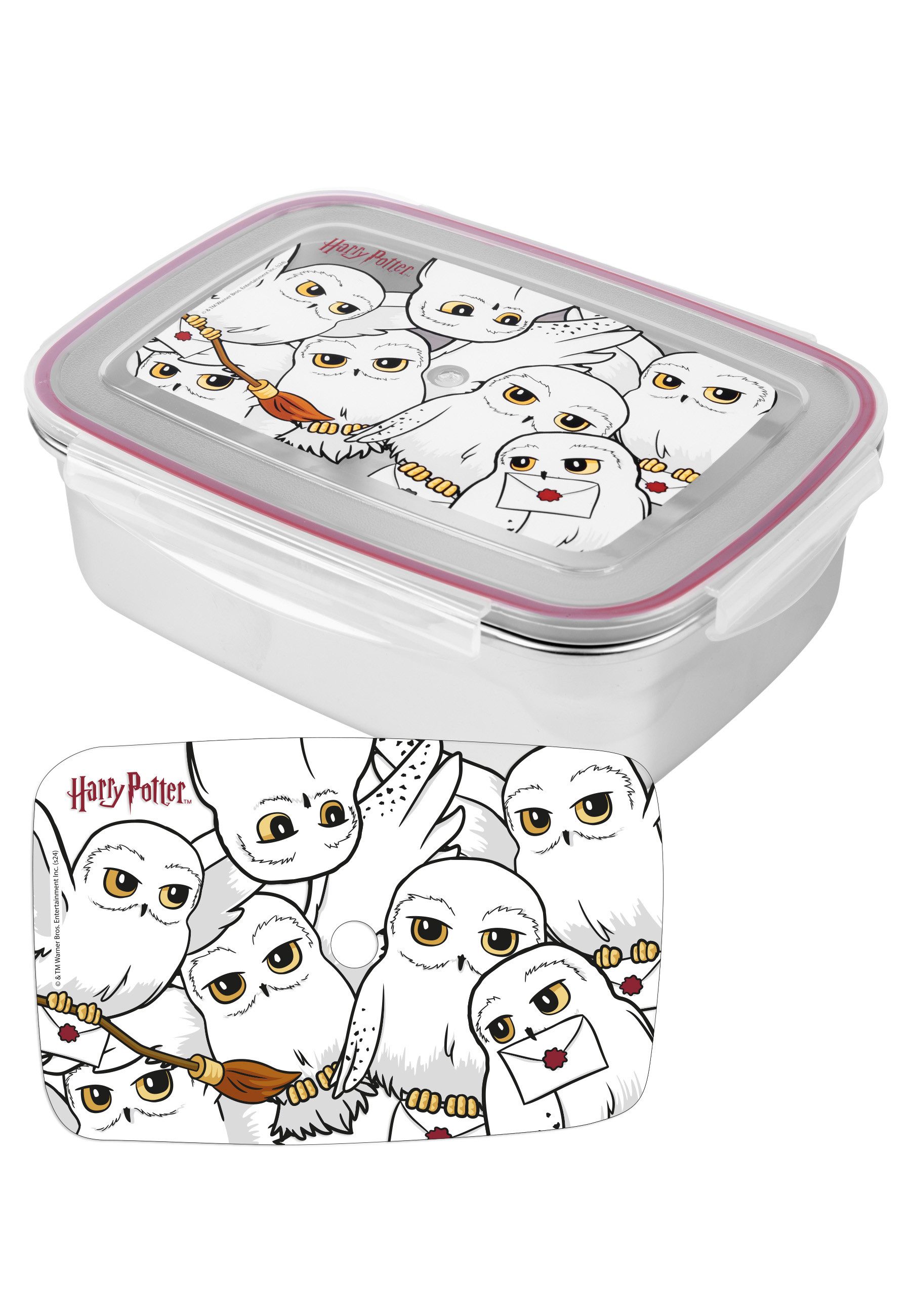 United Labels® Lunchbox Harry Potter Edelstahl Brotdose Hedwig Lunchbox Metall Butterbrotdose, Edelstahl/Kunststoff