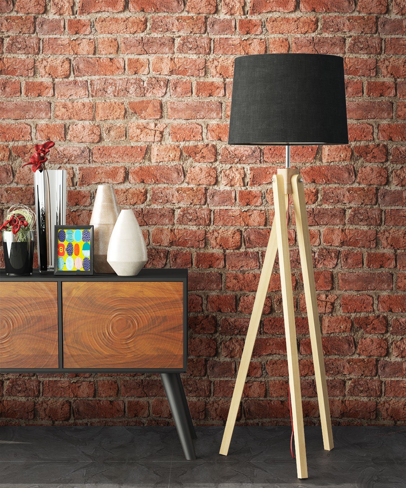 Newroom Papiertapete, Steintapete Rot Industrial Steintapete Ziegelstein Ba günstig online kaufen