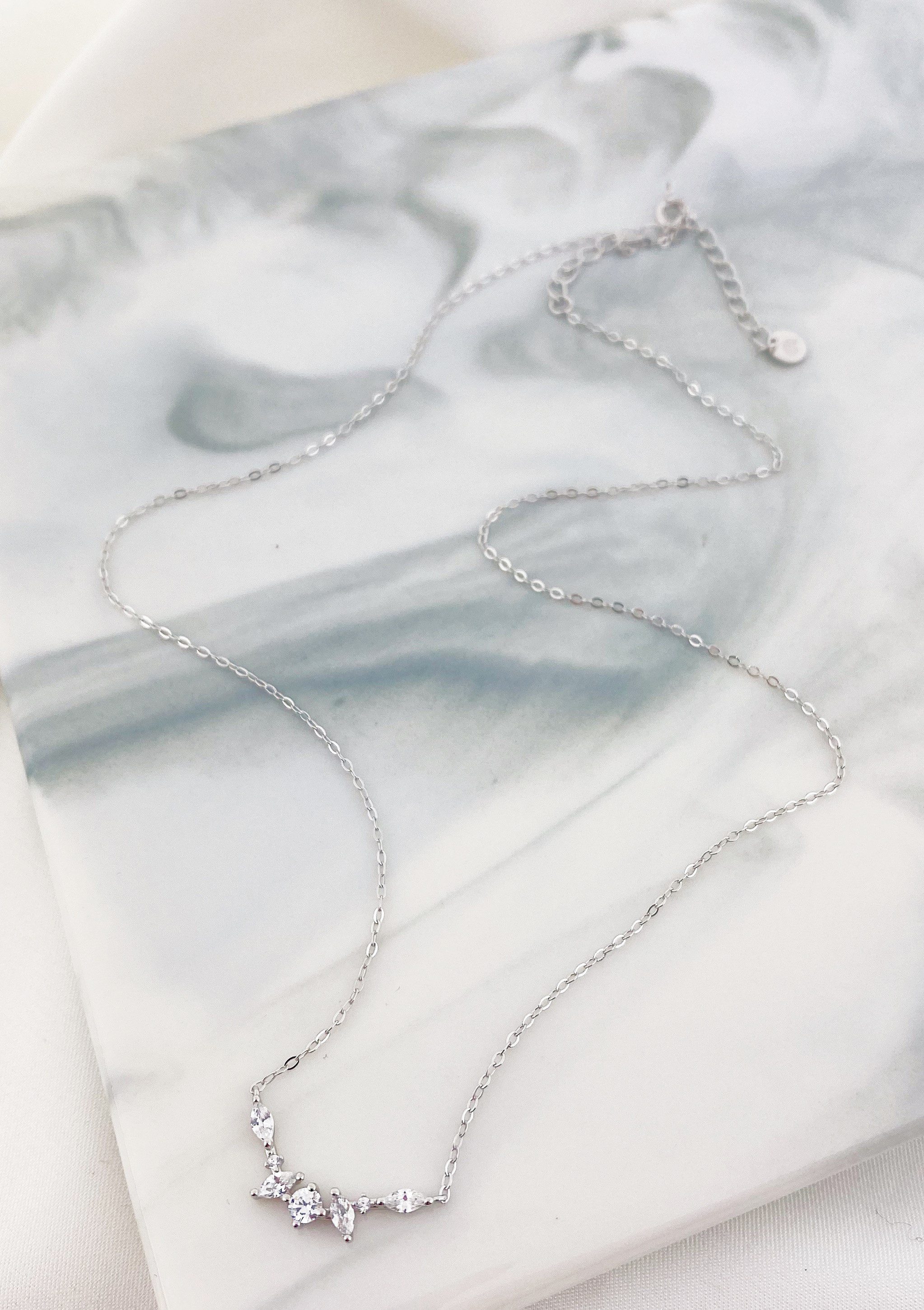 Hey Happiness Silberkette Kette Silber 925 für Damen mit Anhänger Zirkonia, Silber Halskette mit Edelsteinen, 18K Vergoldung, Hochzeitschmuck
