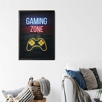 Likarto Poster Gaming Zone Poster, Gamer Deko, Geschenk für Zocker, Neoneffekt, Gaming Room Wanddekor