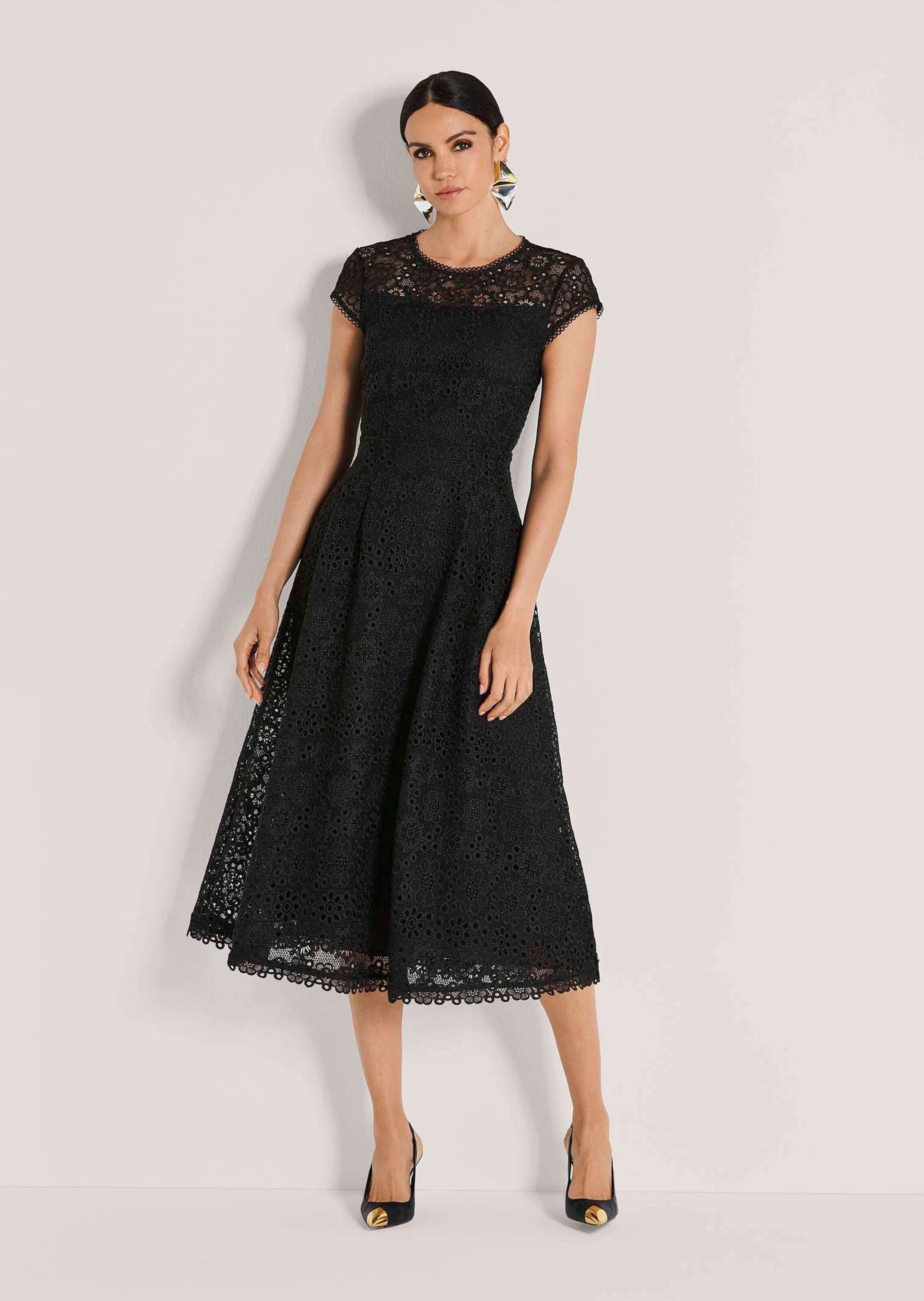 MADELEINE Maxikleid Romantisches Festtagskleid mit Spitzenborte Ärmelloses Spitzenkleid mit schwingendem Rock und Rundhals