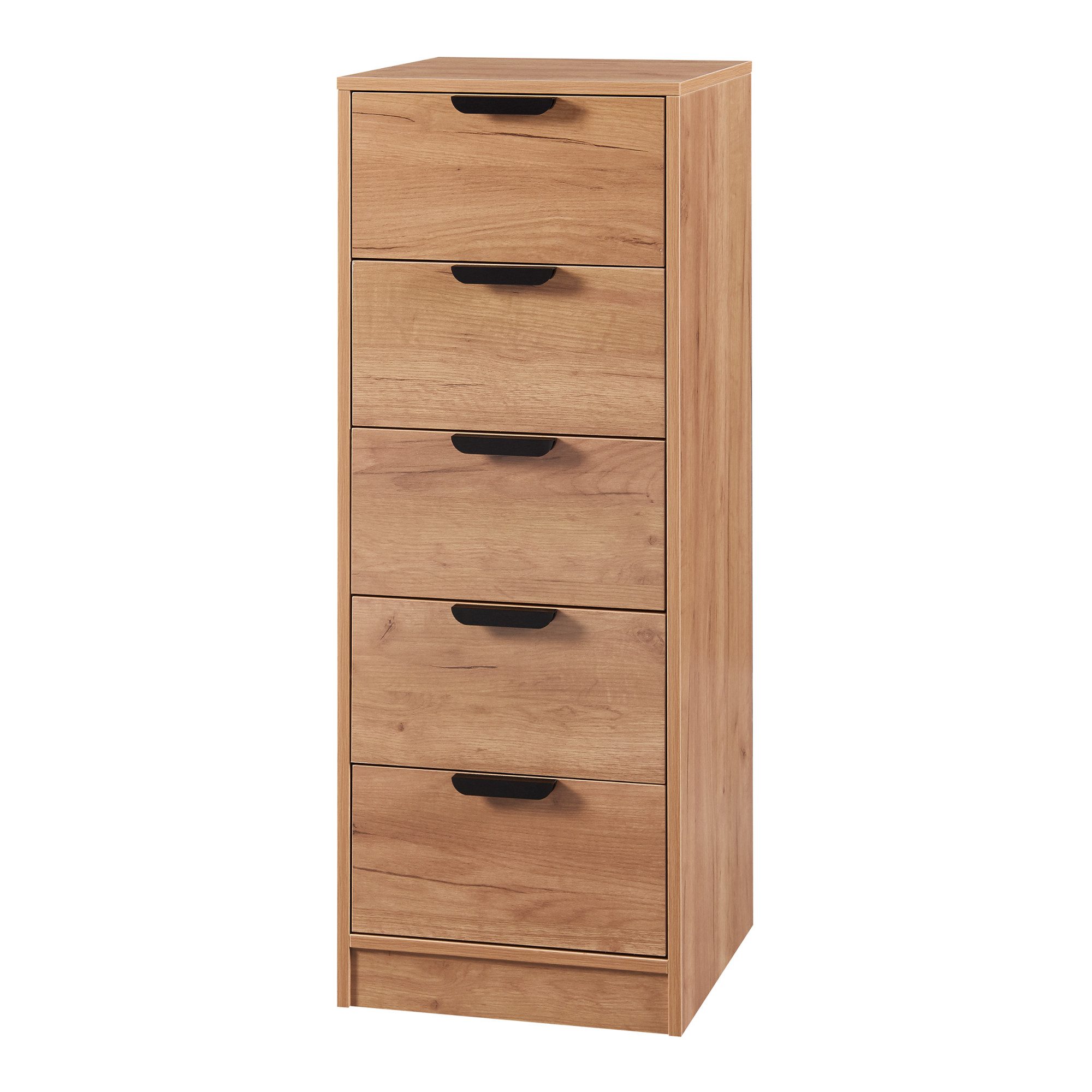 en.casa Kommode, »Varkaus« mit 5 Schubladen 108x40x40 cm Eichenoptik