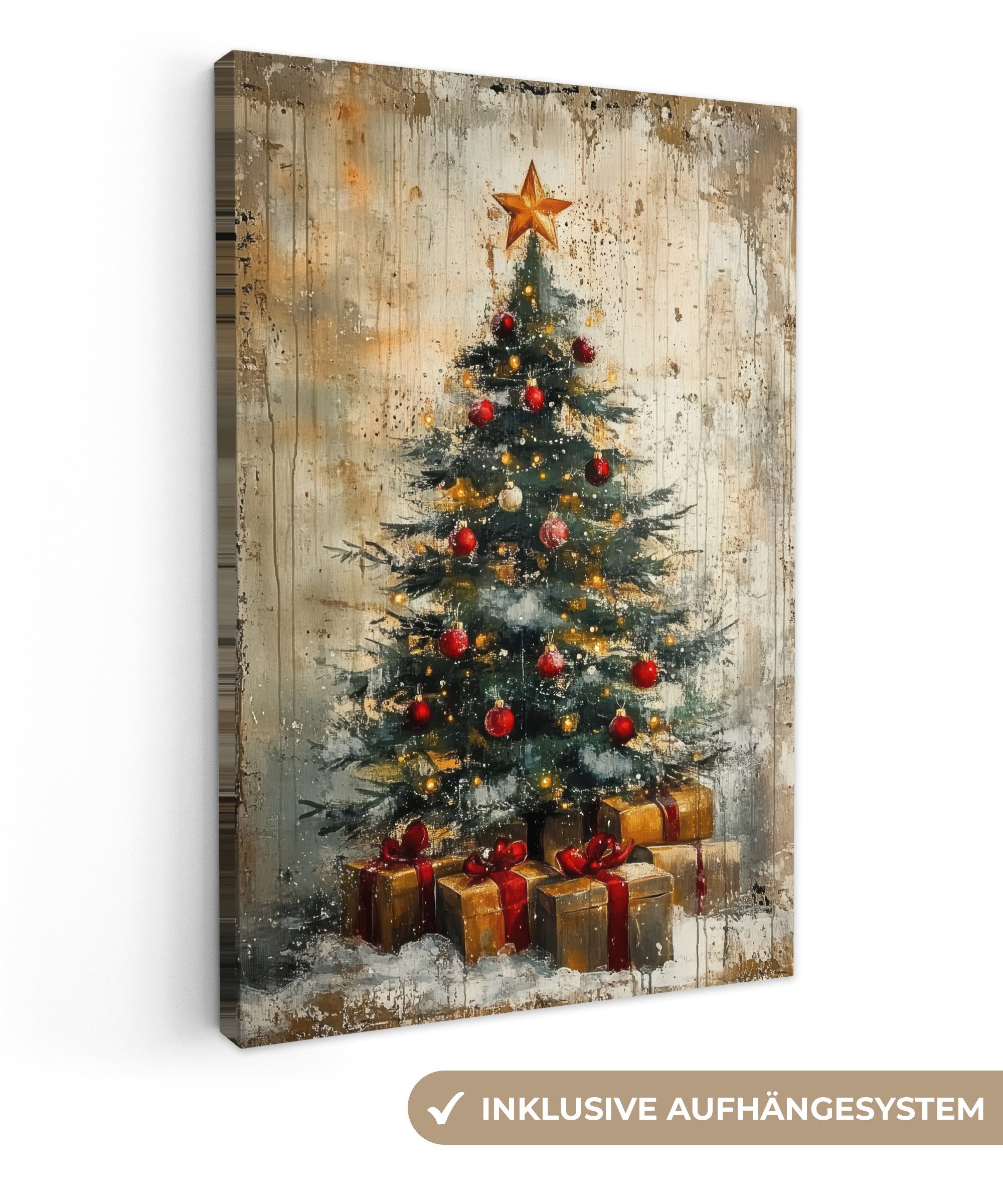OneMillionCanvasses® Leinwandbild Weihnachtsbaum - Vintage - günstig online kaufen