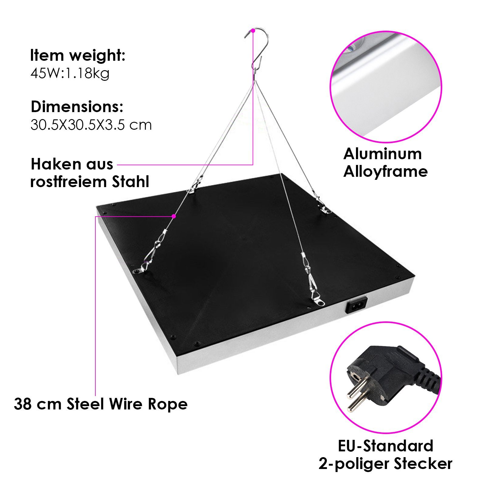 Grow Pflanzenlampe Lampe Grow und Lospitch 225 & LED Blau, Flower, 15W Veg Tent Rot Greenhouse Vollspektrum Pflanzenlampe