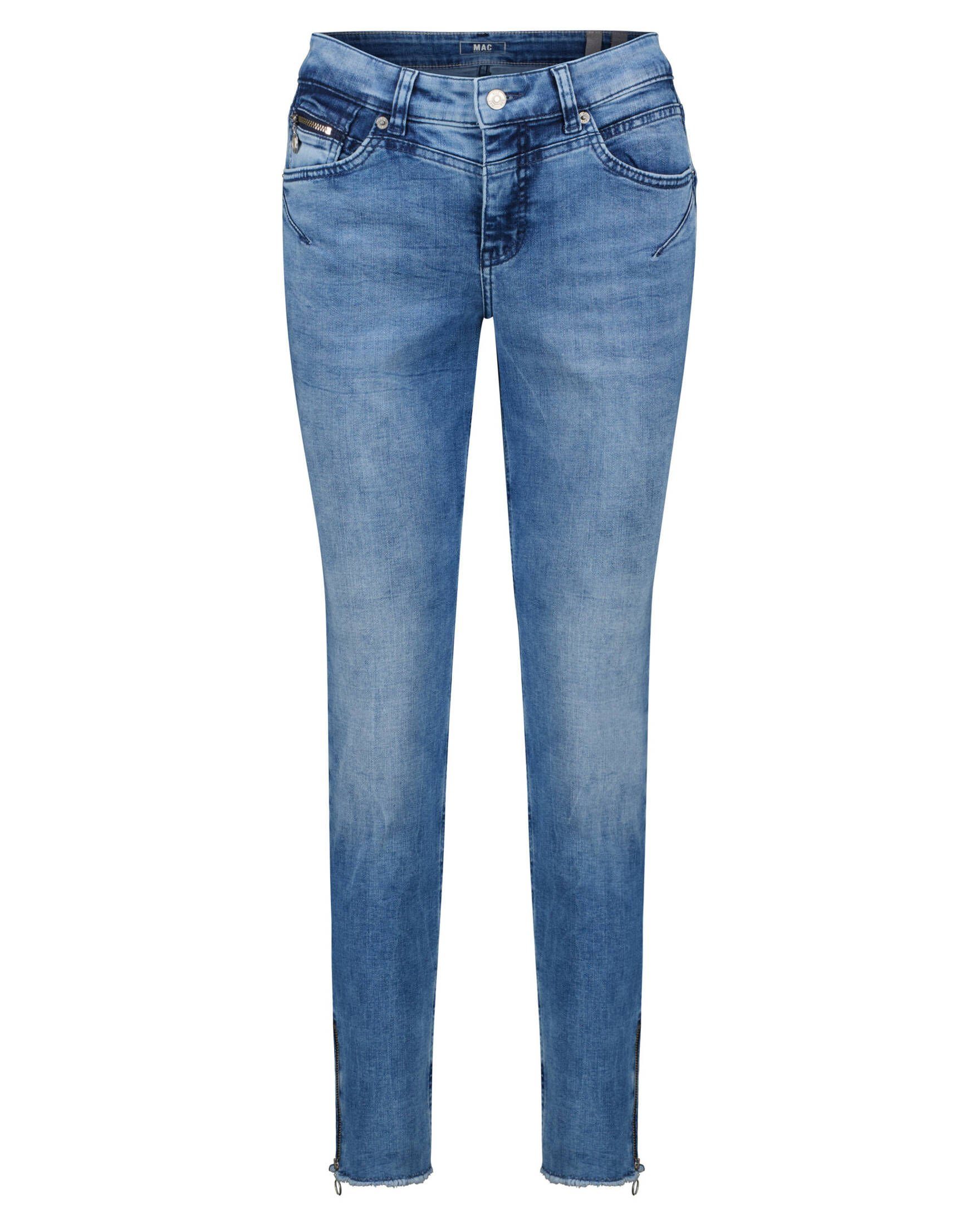 RICH Leder 5-Pocket-Jeans aus (1-tlg), am Jeans Bund hinteren Straight MAC Fit Logo-Aufnäher Damen