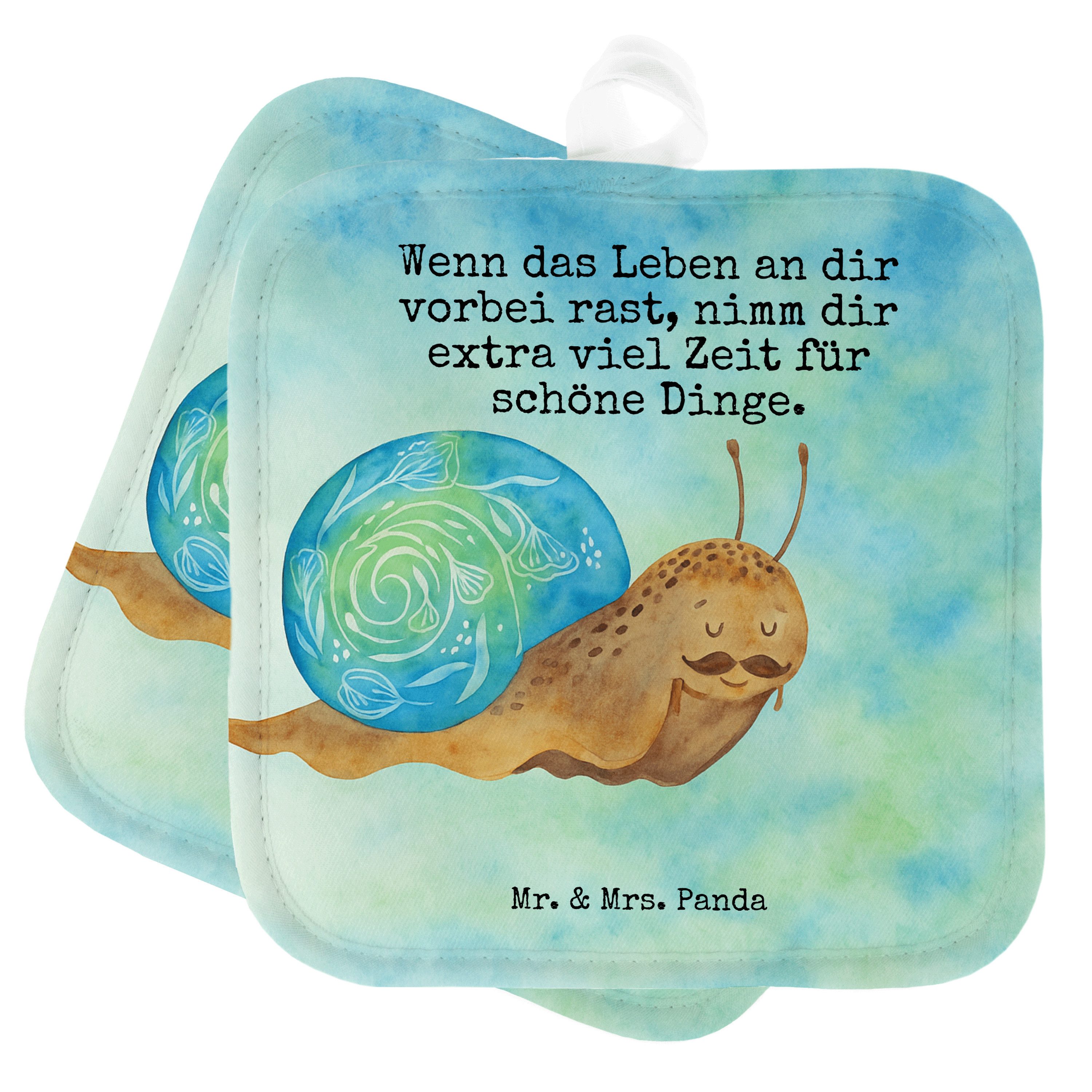 Mr. & Mrs. Panda Topflappen Schnecke Sir Design, Topflappen, Weiß, Topflappen Set, Weisheit, Lust, (Packung), Lebenseinstellung Doppel Topflappen Lustige Sprüche