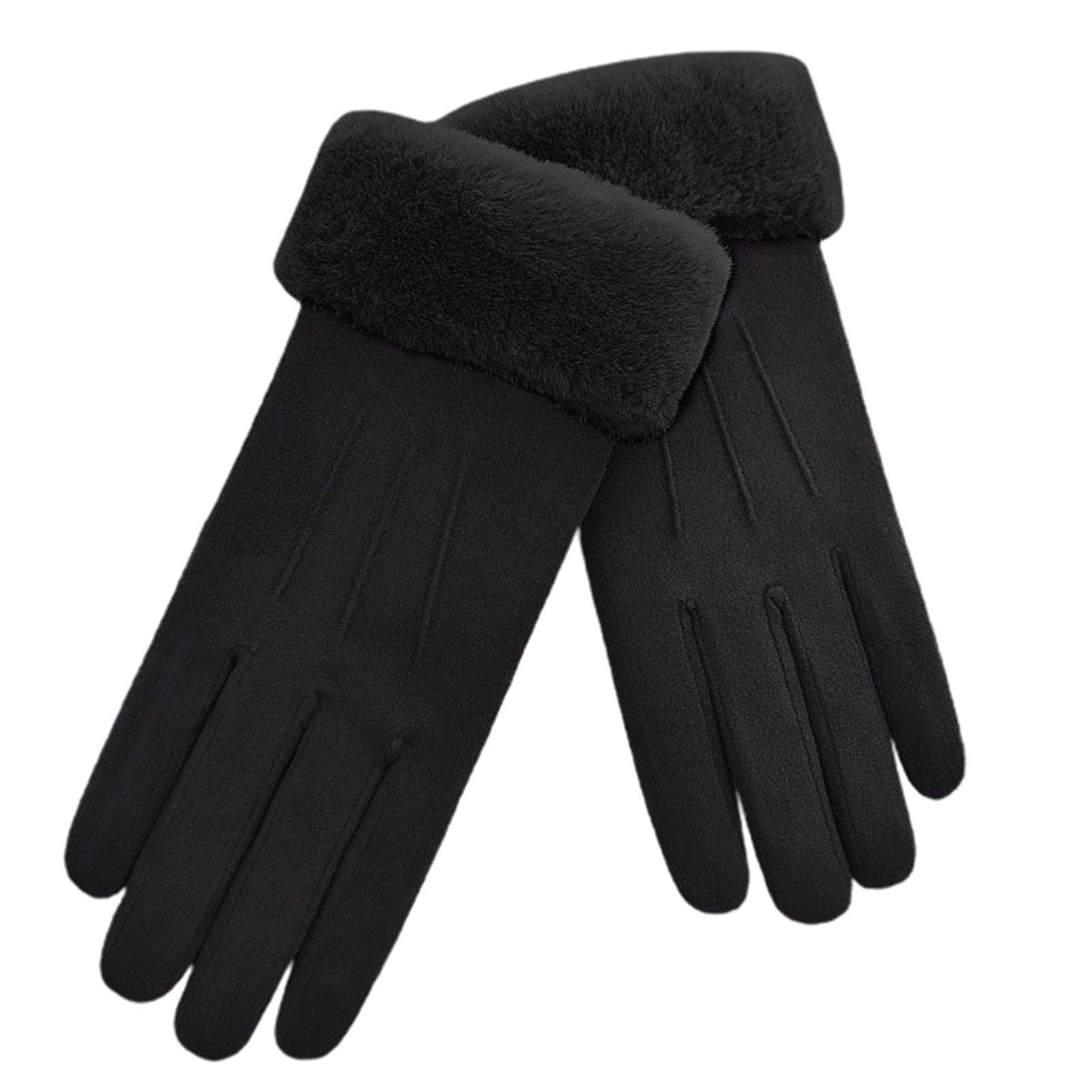 Blusmart Fleecehandschuhe Damen-Winter-Fleece-Handschuhe, Elastischer Wildlederstoff Schwarz