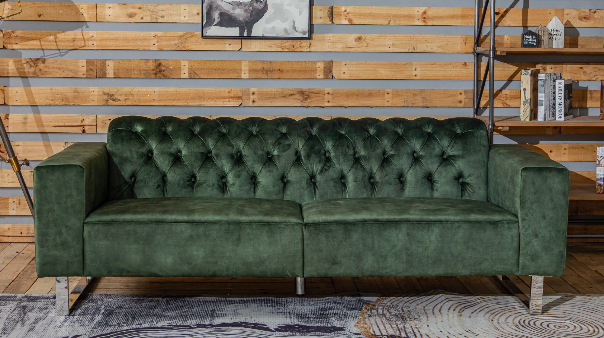 KAWOLA 3-Sitzer NILO, Sofa Velvet Vintage verschiedene Farben moosgrün