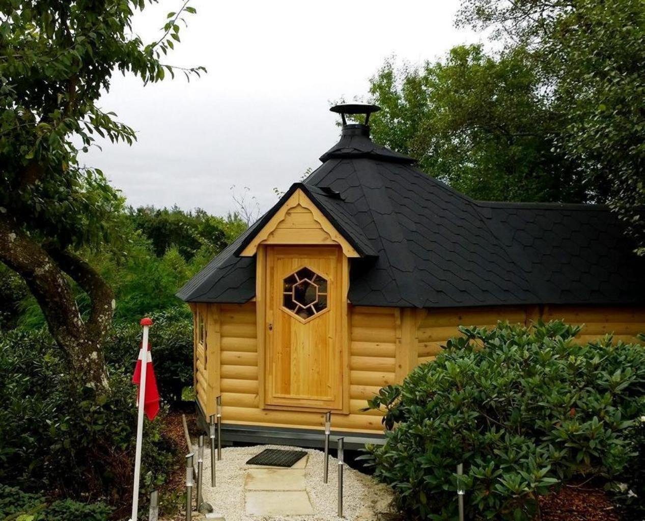 JVmoebel Grillkota Grill Hütte Skandinavische Grillkota inkls Grillkota), Grillhaus, Europa Anbau Made (1x 3.01x4.01 cm, BxT: 12,75m² Schwarz in