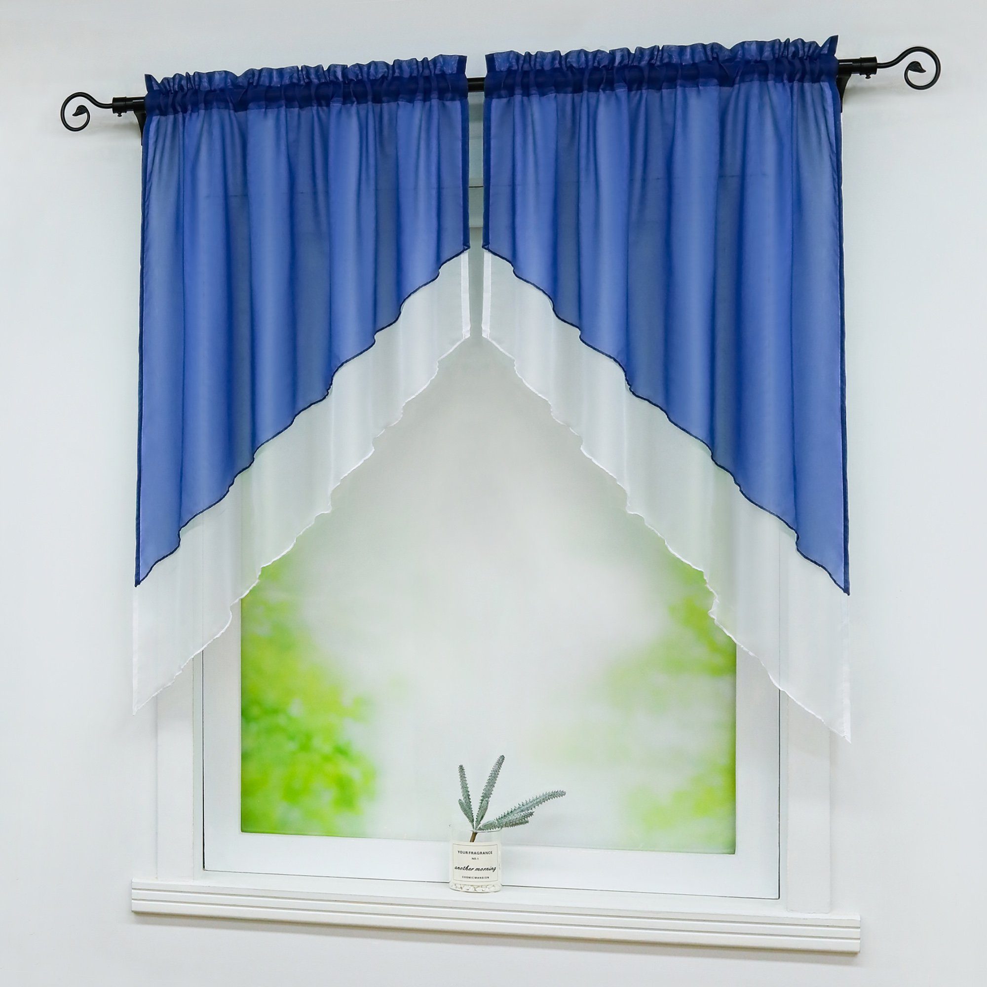 Delien Scheibengardine Beyza (2 St), Stangendurchzug, transparent, Zweifarb günstig online kaufen