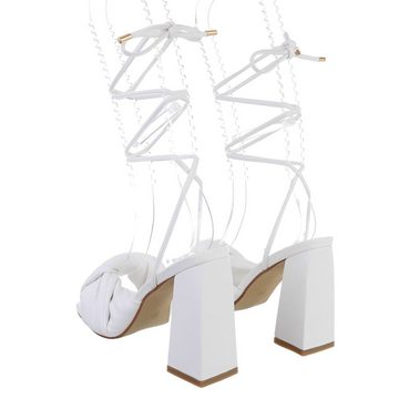 Ital-Design Damen Party & Clubwear High-Heel-Sandalette Blockabsatz Sandalen & Sandaletten in Weiß