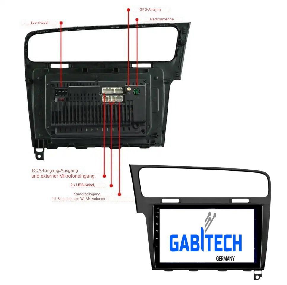GABITECH 10 Zoll Android 13 Autoradio GPS Navi für VW Golf 7 Autoradio (FM, AM, RDS, FM/AM Tuner inkl. RDS, Drahtloses Apple Carplay und Android Auto)