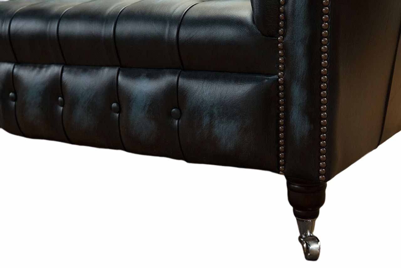 Schwarzer Sofa Made Dreisitzer in JVmoebel Couch, Chesterfield Europe Polster Klassischer
