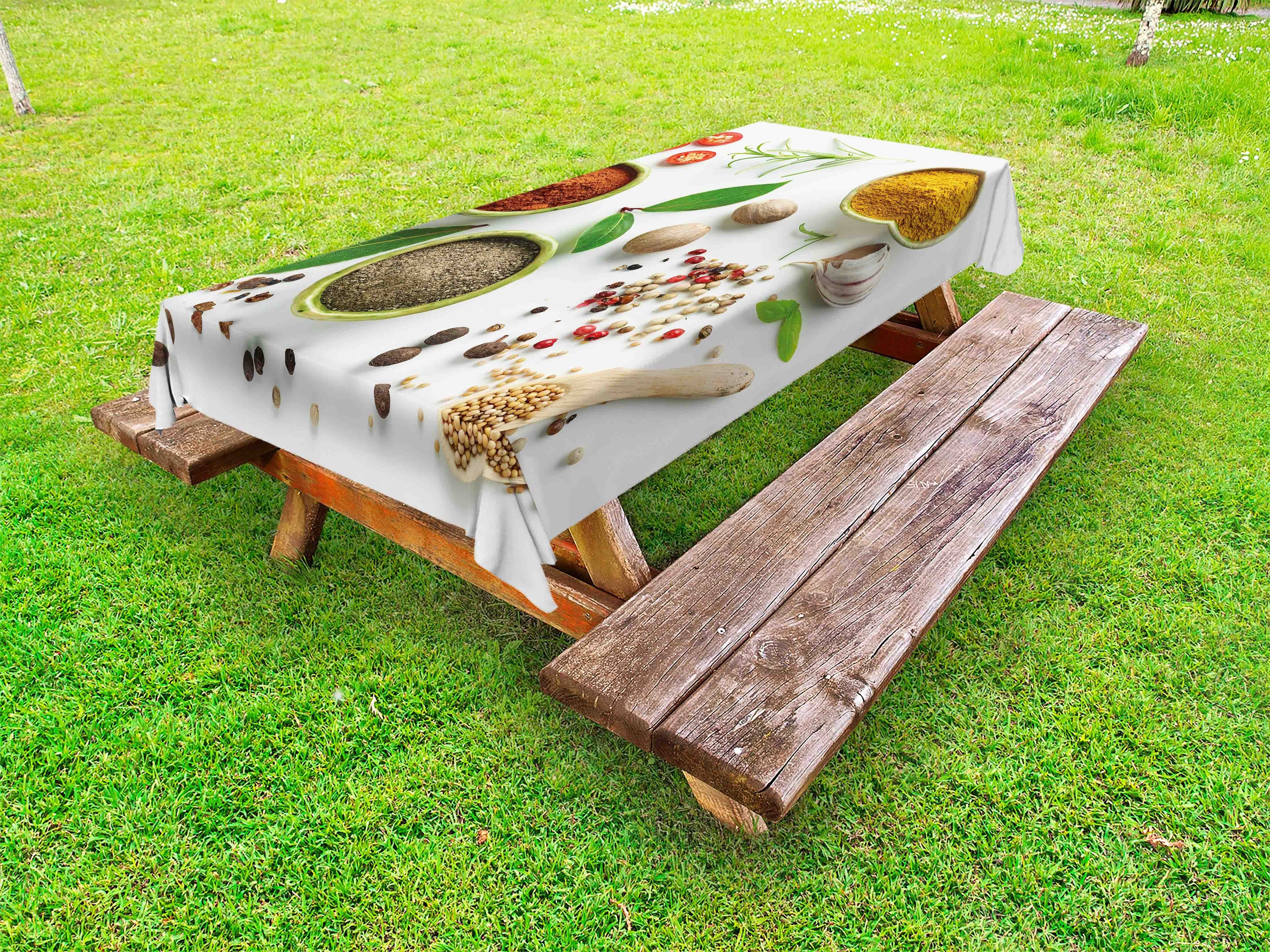 Tischdecke waschbare Abakuhaus und Lebensmittel Bunt Gewürze Picknick-Tischdecke, getrocknete dekorative