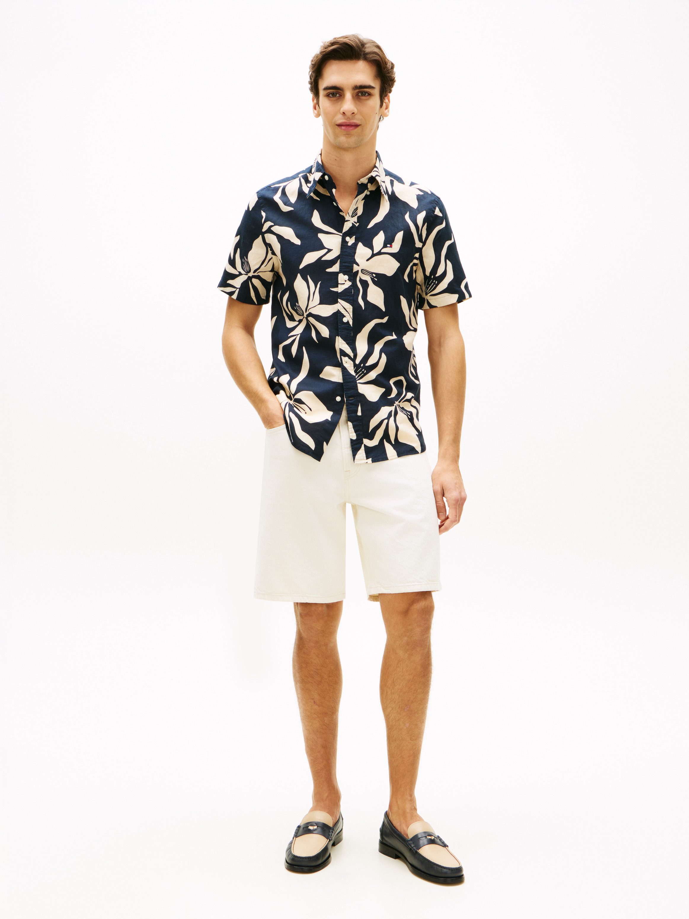 Tommy Hilfiger Kurzarmhemd LINEN BLEND FLOWER PRINT aus Leinenmix, regular fit