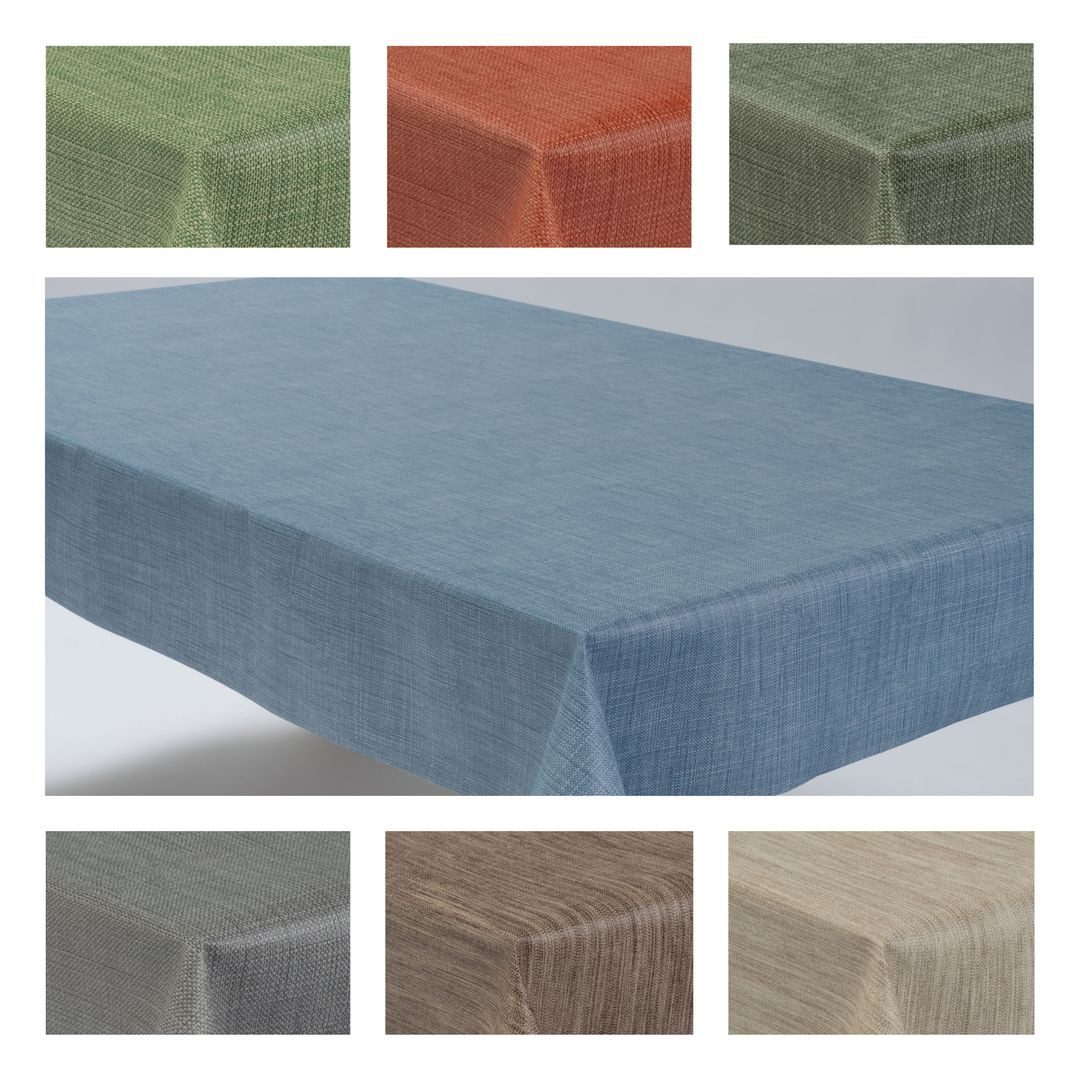laro Tischdecke Wachstuchtischdecke Uni Leinen PVC Eckig