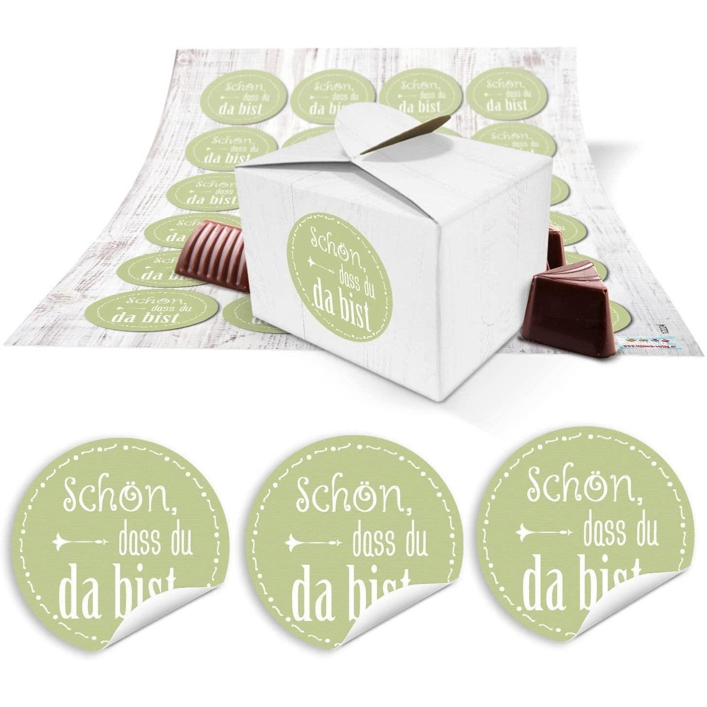 Logbuch-Verlag Aufkleber 24 kleine weiße Geschenkboxen Geschenkverpackung Geschenkschachteln 8