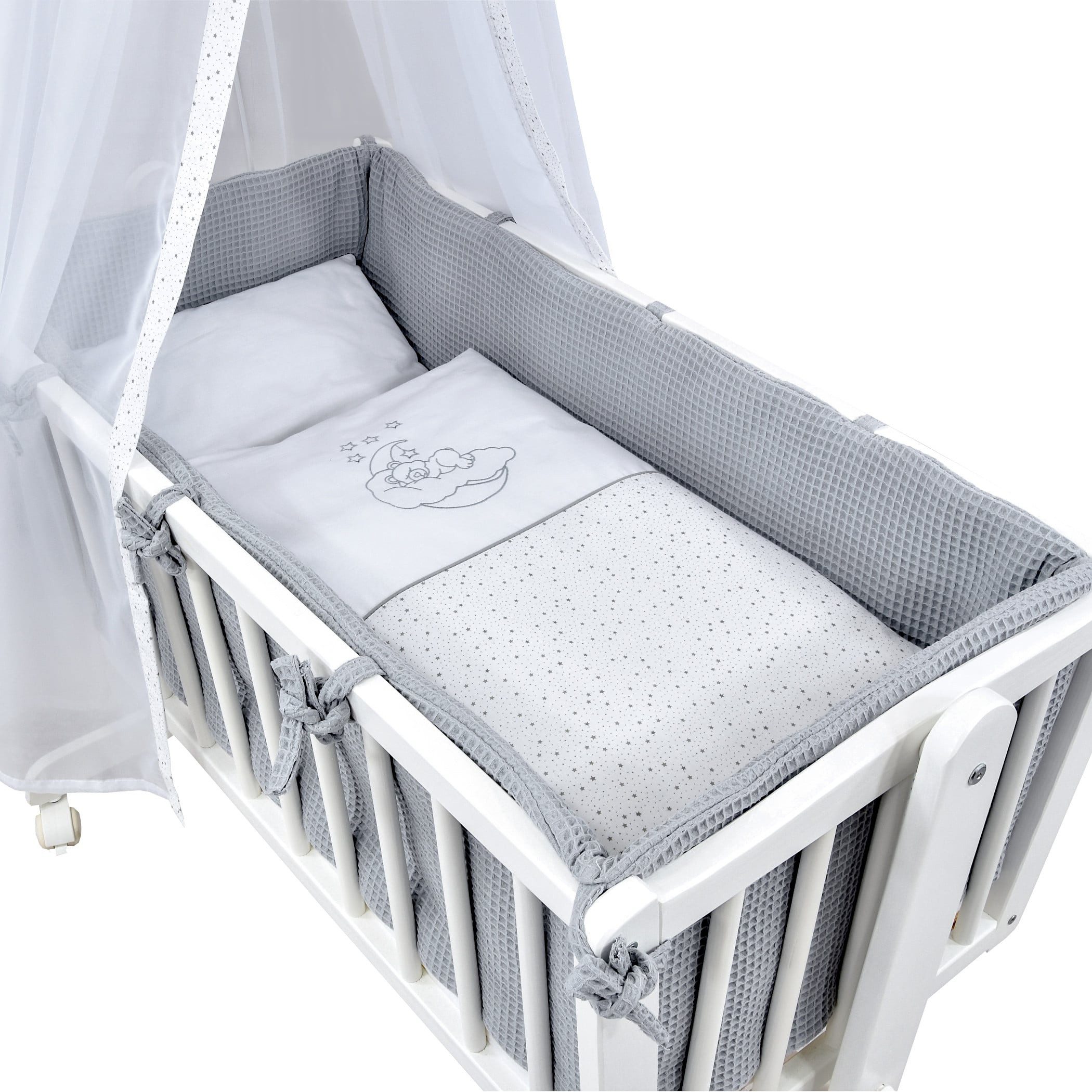 Babybettwäsche Baby Wiegenset Waffelpique