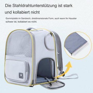 Tidyard Tiertransporttasche Katze Hund Transportbox Rucksack Erweiterbar Faltbar Haustierrucksack bis 6,00 kg, Rucksack Haustiernest 2-in-1, Reflektierende Streifen, wasserdicht