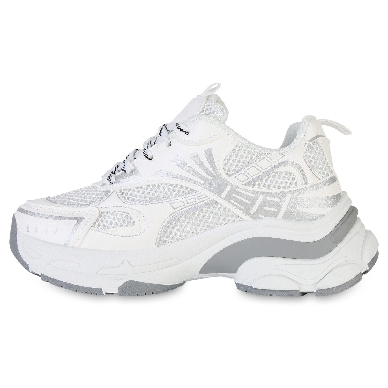 VAN HILL 841562 Plateausneaker Damen Plateau Sneaker Schnürer Metallic Prof günstig online kaufen