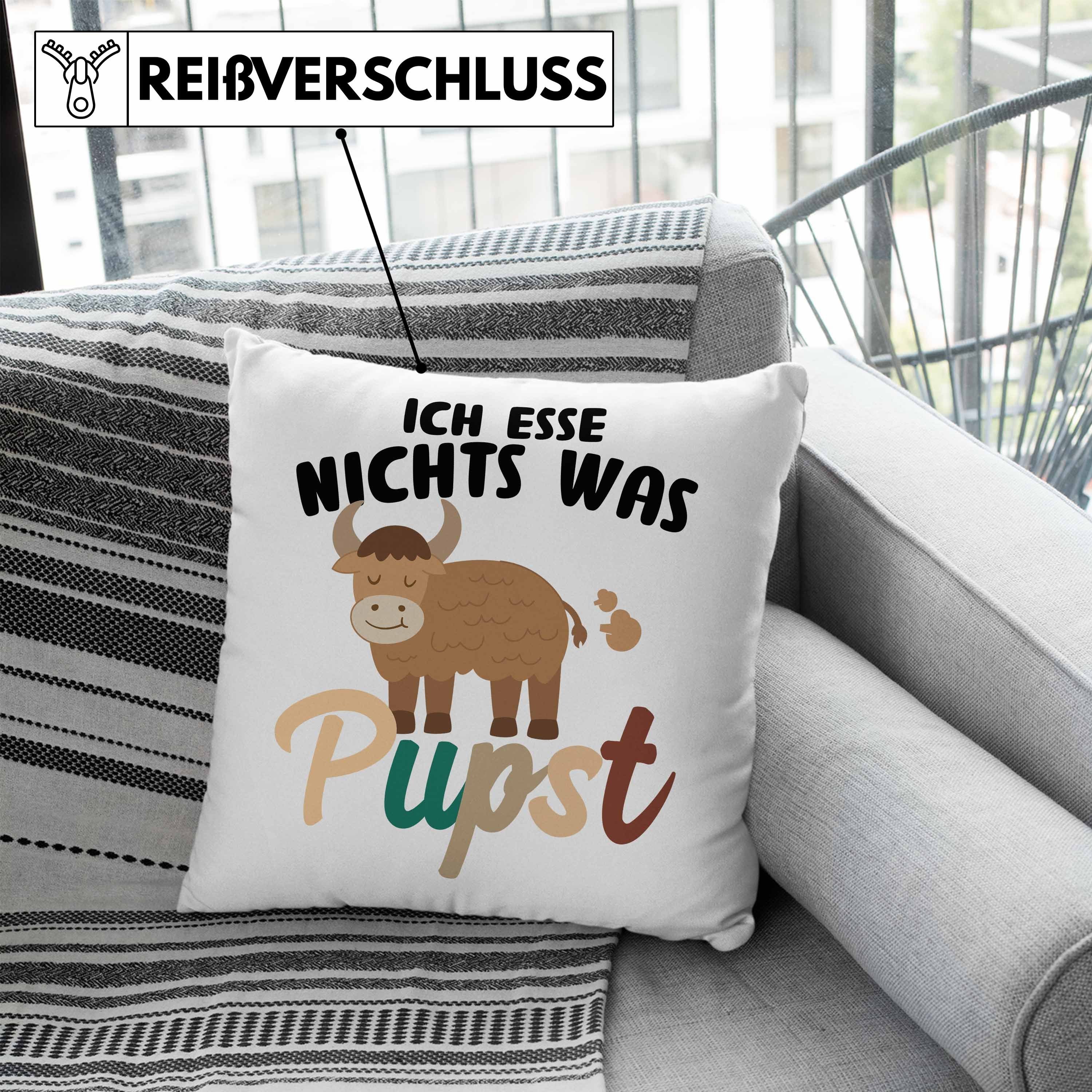 Not Spruch Geschenkidee Kissen Geschenk 40x40 Veganer Trendation Friends mit Trendation Food Dekokissen Vegane Vegan Niedlich Füllung Spruch Dekokissen Lebensweise Lustiger - Blau