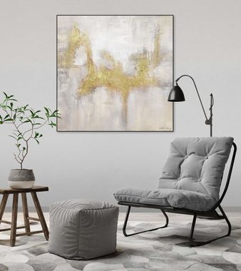 KUNSTLOFT Gemälde Goldene Flügel 80x80 cm, Leinwandbild 100% HANDGEMALT Wandbild Wohnzimmer