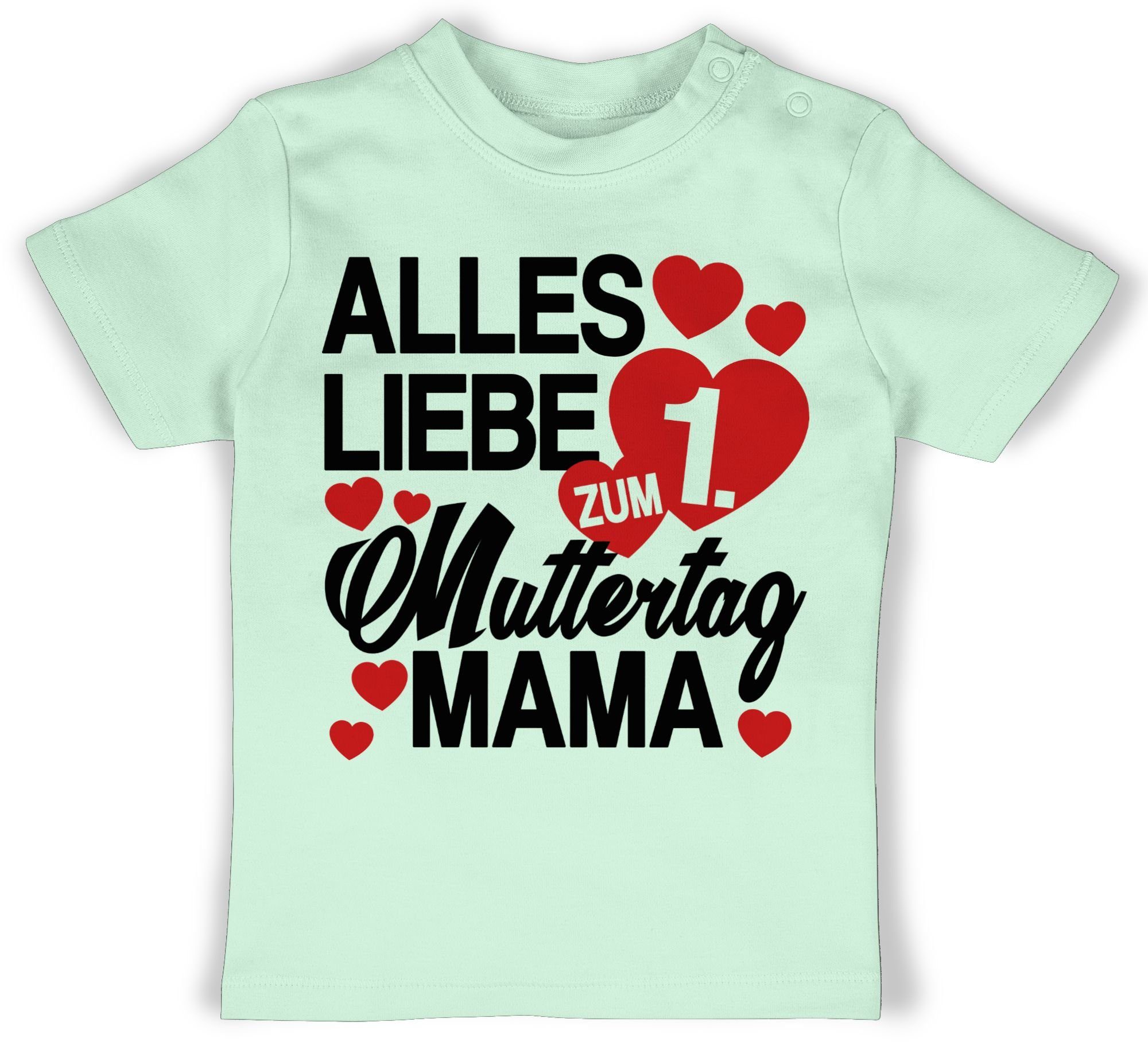 Shirtracer T-Shirt Alles liebe zum 1. Muttertag Mama Muttertagsgeschenk 2 Mintgrün