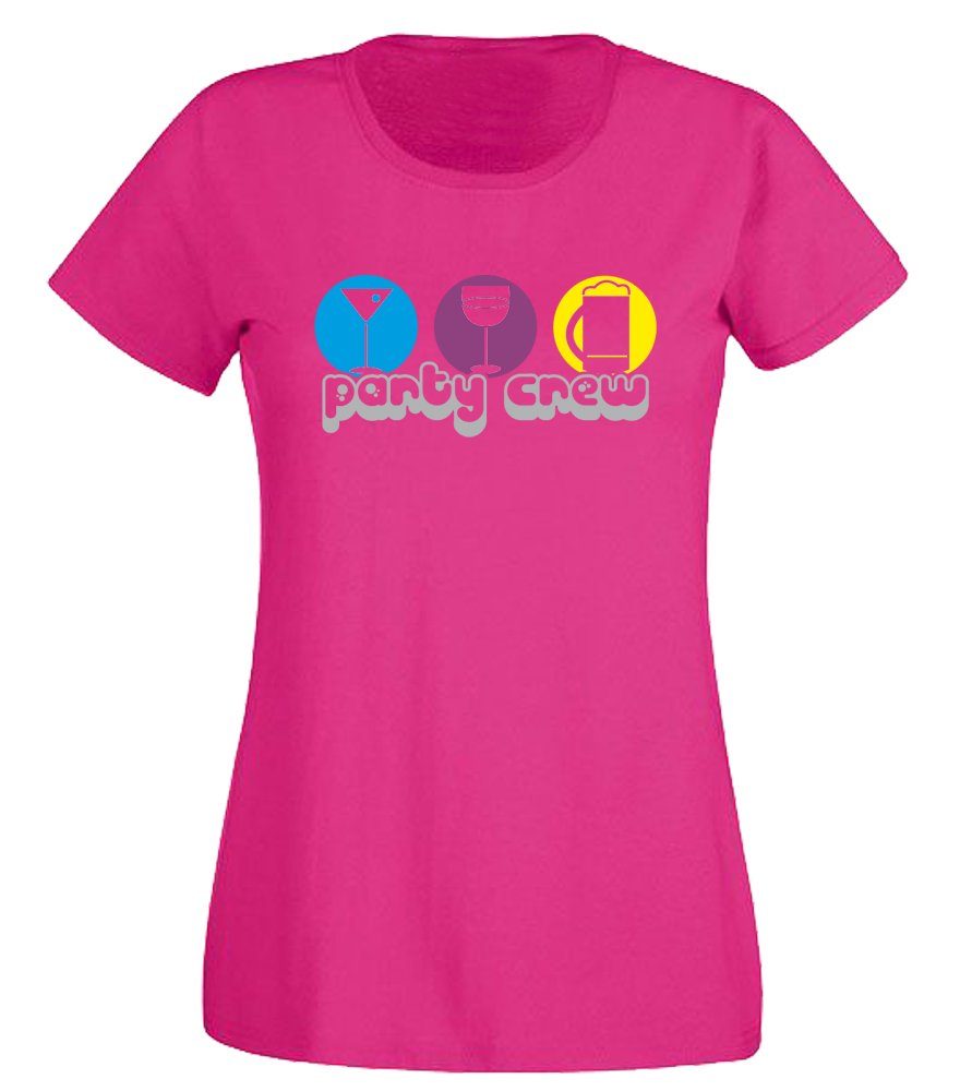 G-graphics T-Shirt Damen T-Shirt - Party Crew perfekt für den nächsten Mädels- & Partyabend, mit trendigem Frontprint, Slim-fit, Aufdruck auf der Vorderseite, Spruch/Sprüche/Print/Motiv, für jung & alt