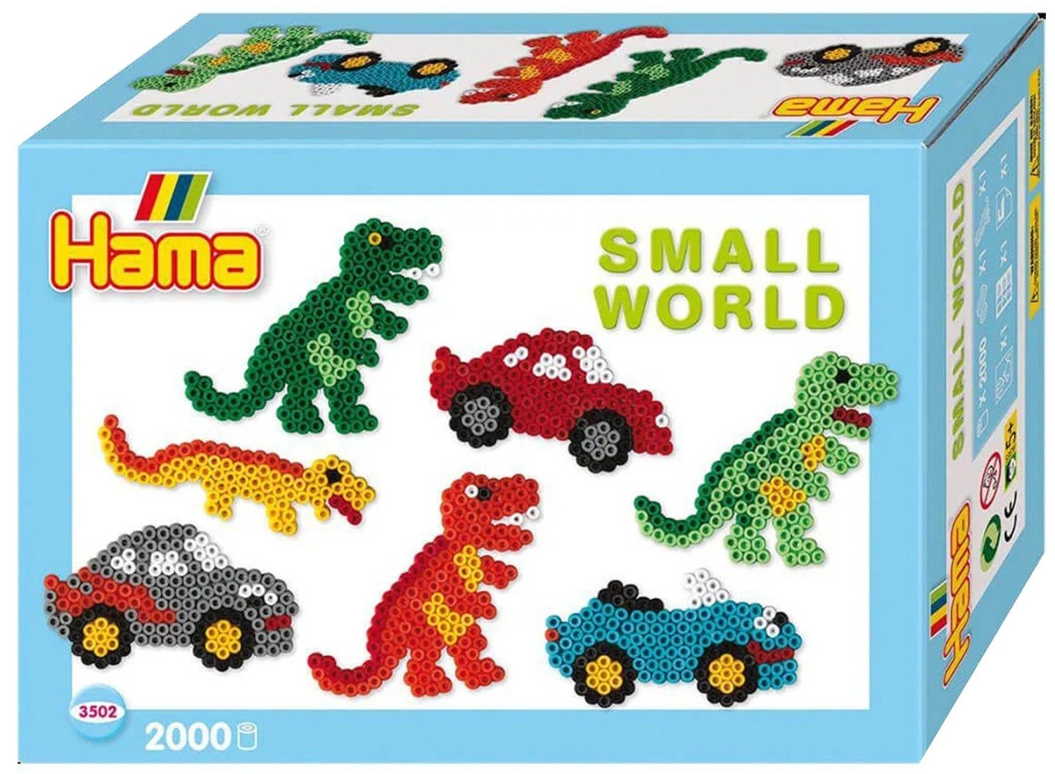 Hama Bügelperlen Hama Geschenkpackung Kleine Welt, Auto/Dino, Midi-Bügelperlen